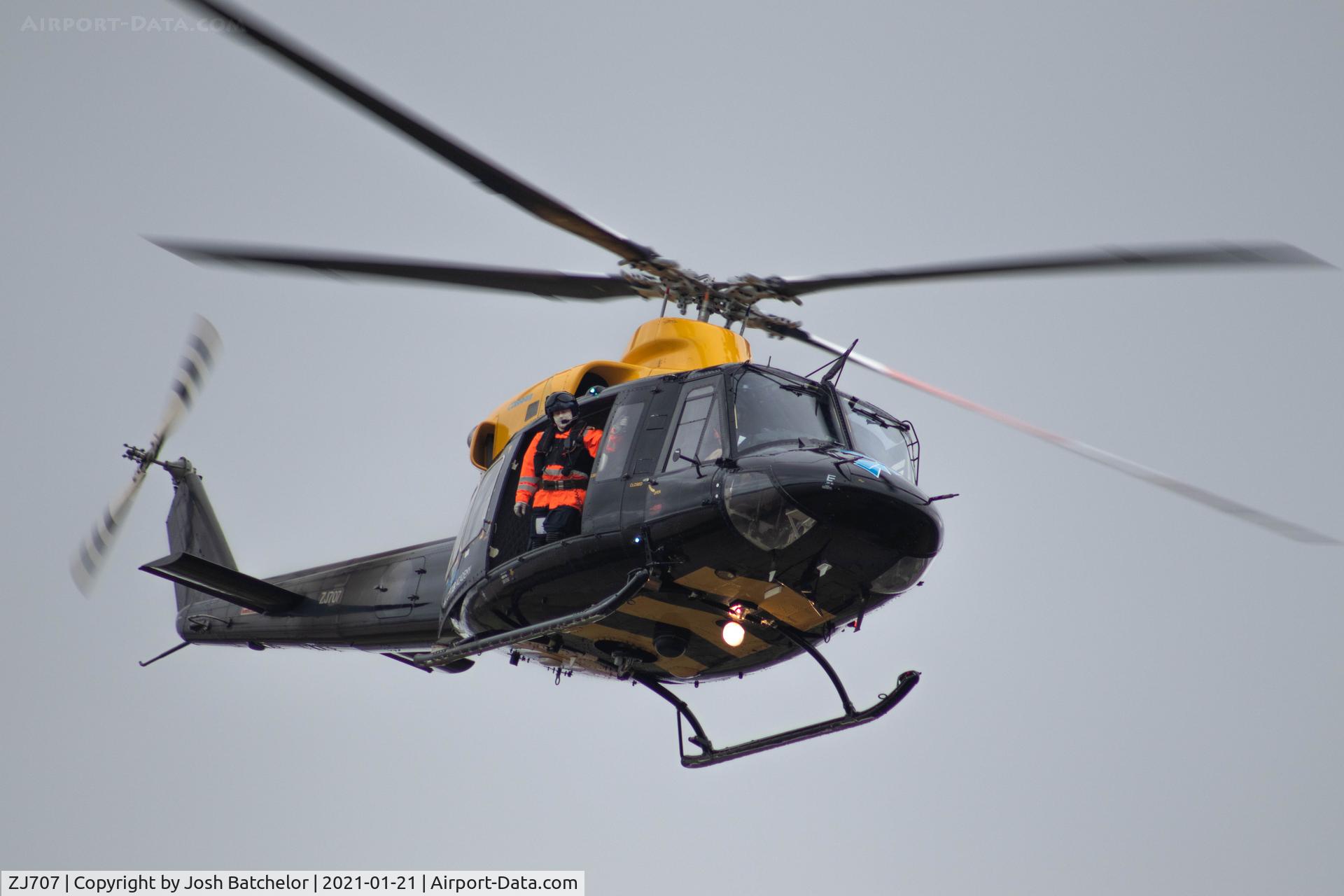 ZJ707, 2002 Bell 412EP Griffin HT1 C/N 36297, ZJ707 during a SAR exerscise at Fremington Quay
