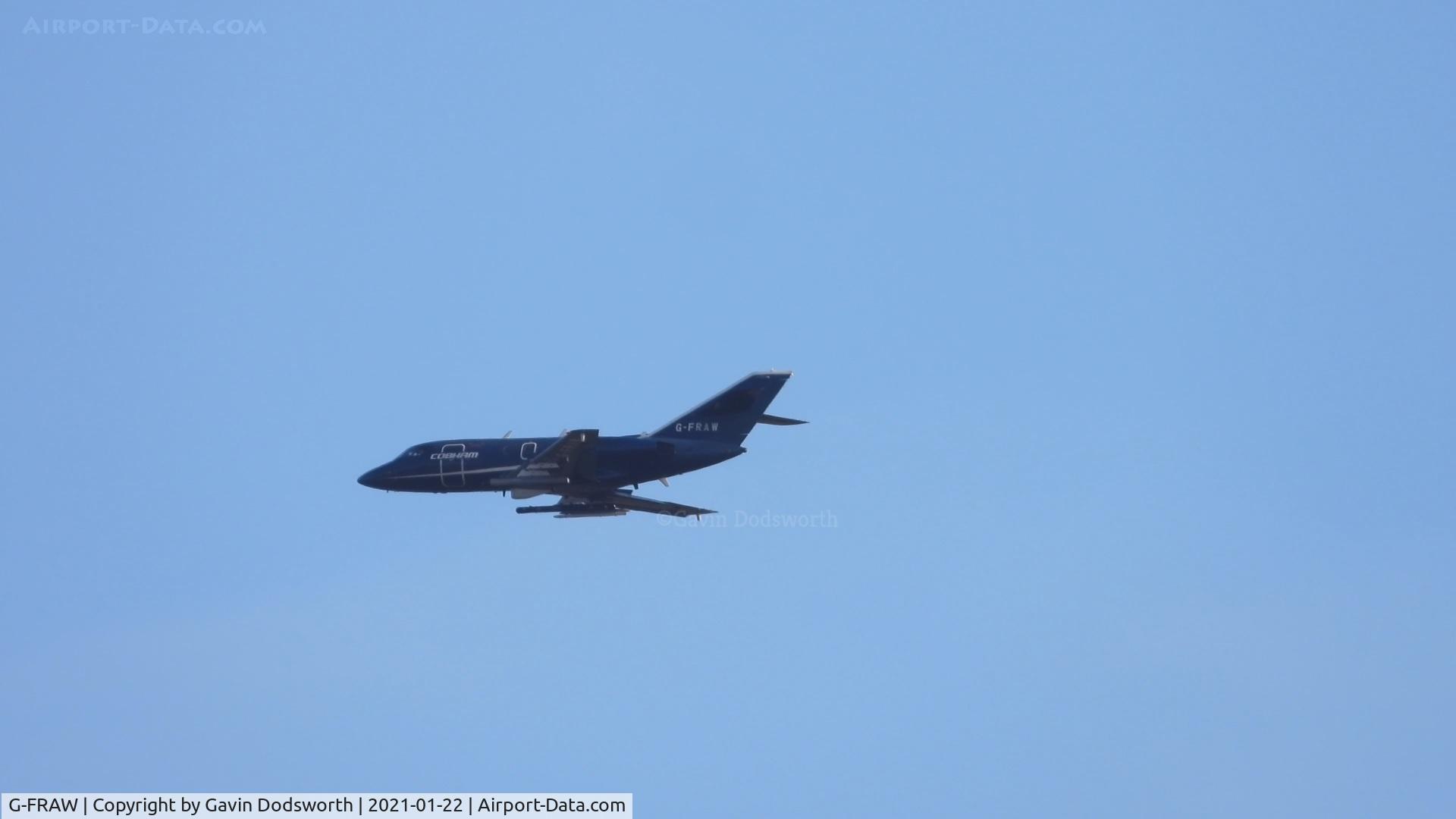 G-FRAW, 1967 Dassault Falcon (Mystere) 20C C/N 114, Over Darlington on the afternoon of Friday 22nd January 2021