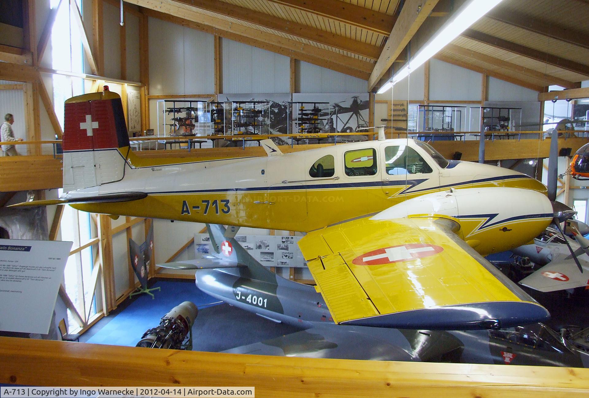 A-713, 1957 Beech E50 Twin Bonanza C/N EH-58, Beechcraft E50 Twin Bonanza at the Flieger-Flab-Museum, Dübendorf