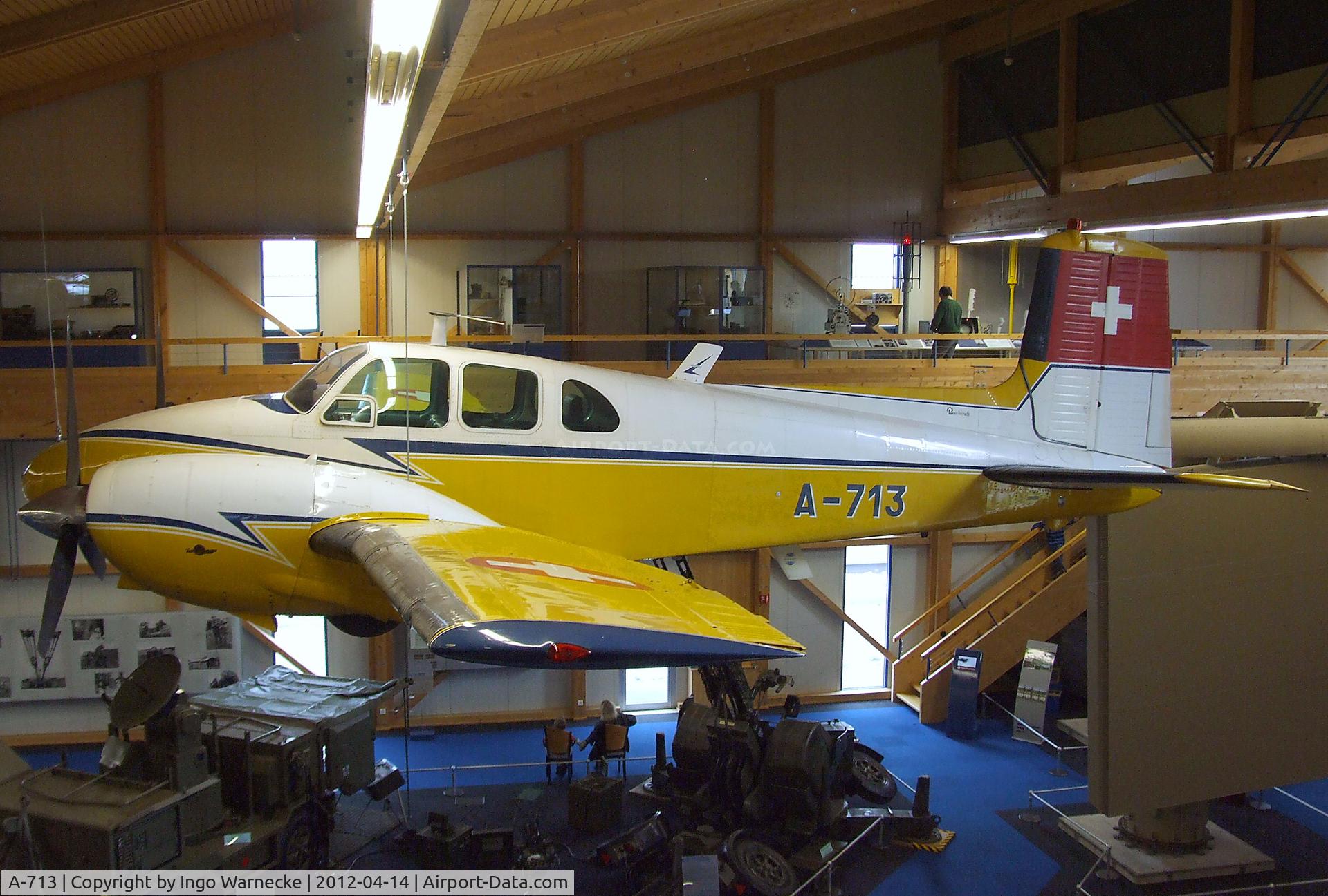 A-713, 1957 Beech E50 Twin Bonanza C/N EH-58, Beechcraft E50 Twin Bonanza at the Flieger-Flab-Museum, Dübendorf
