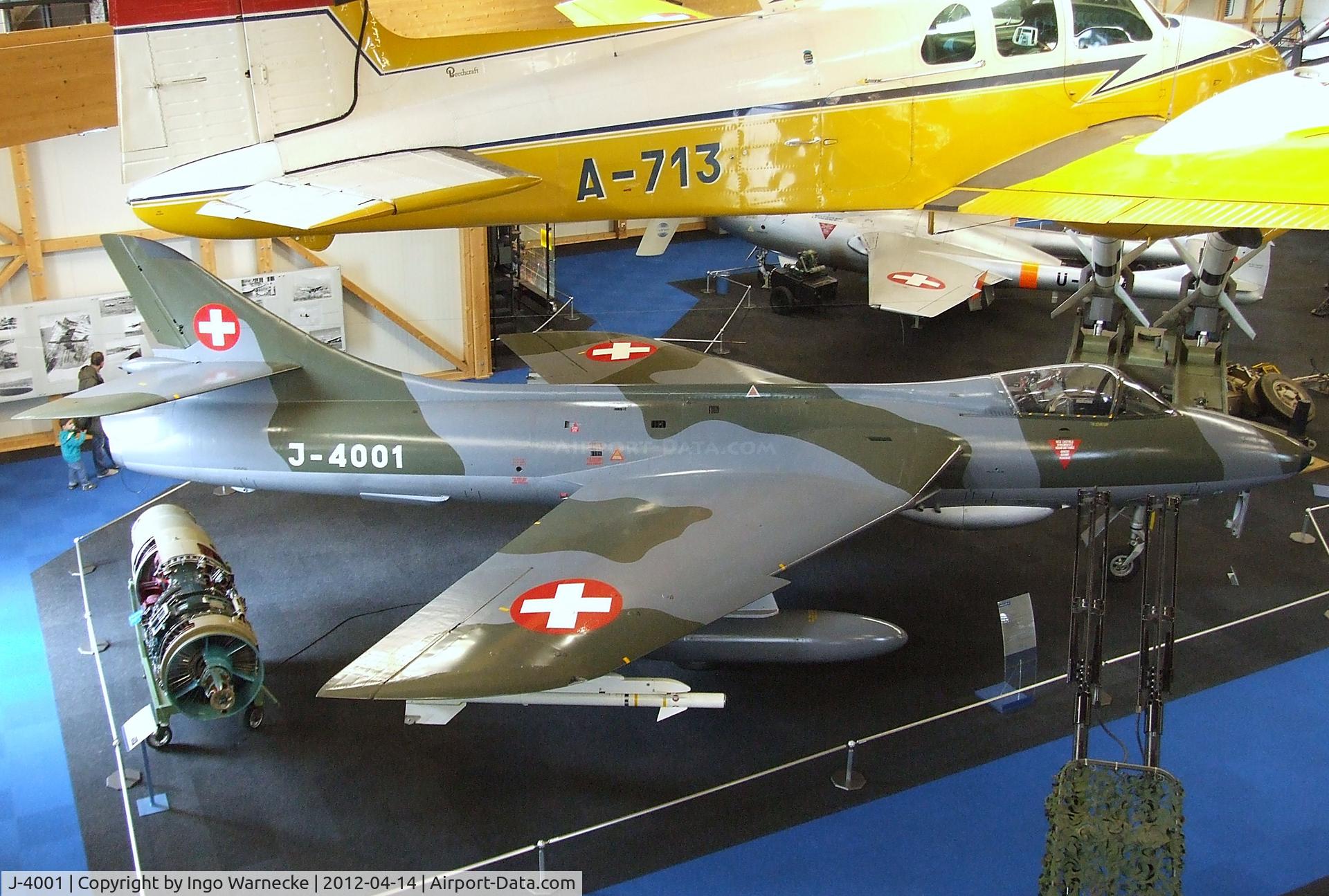 J-4001, Hawker Hunter F.58 C/N 41H-679911, Hawker Hunter F58 at the Flieger-Flab-Museum, Dübendorf