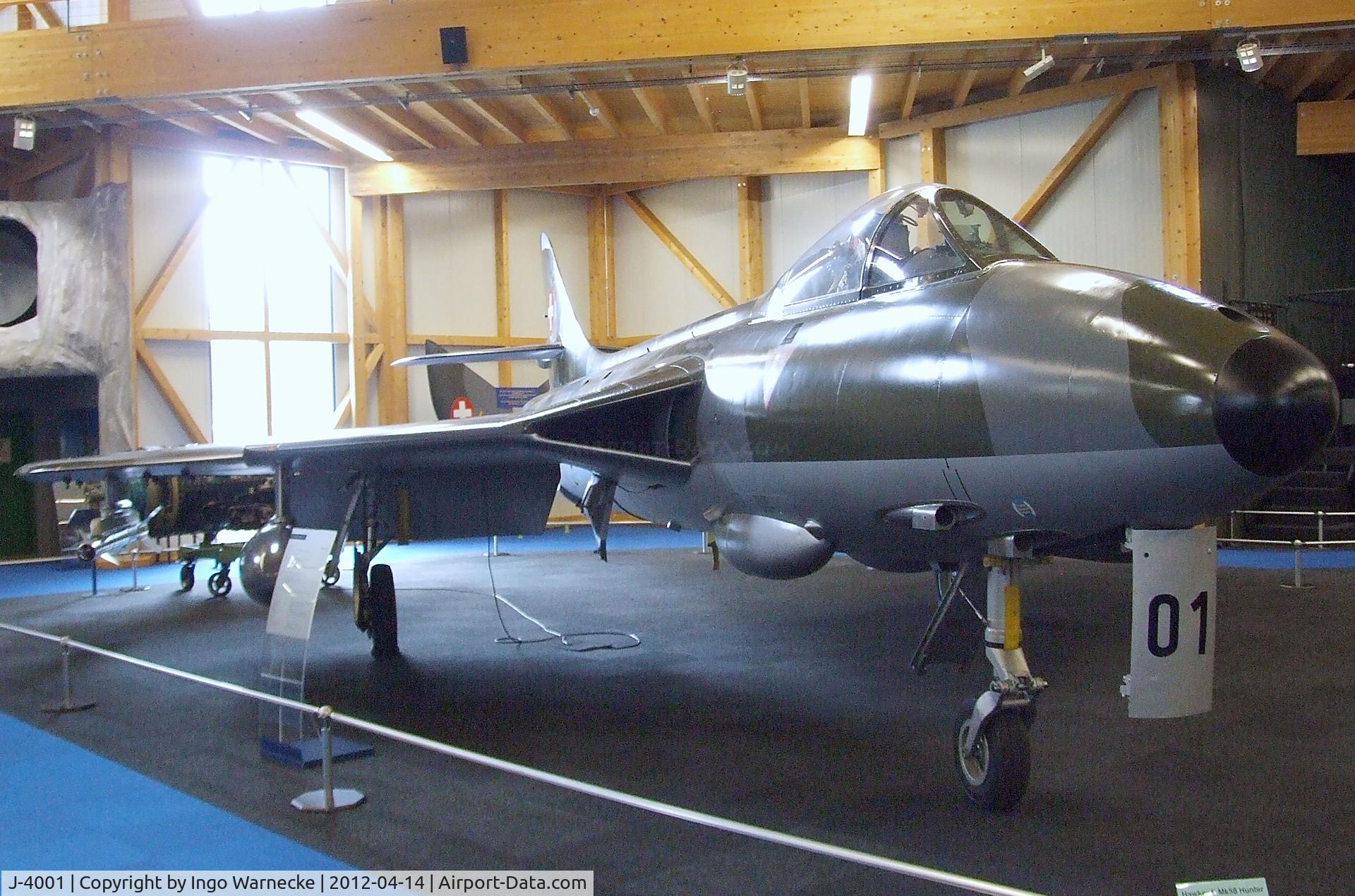 J-4001, Hawker Hunter F.58 C/N 41H-679911, Hawker Hunter F58 at the Flieger-Flab-Museum, Dübendorf