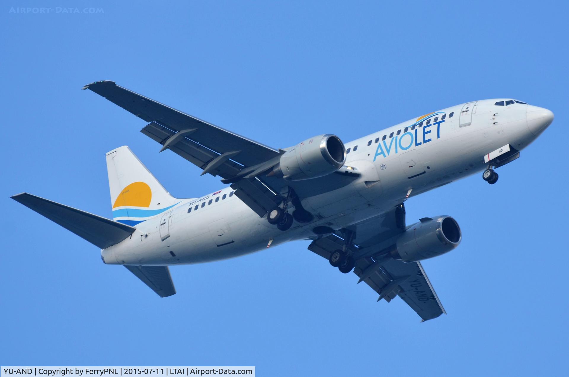 YU-AND, 1985 Boeing 737-3H9 C/N 23329/1134, Aviolet B733 landing