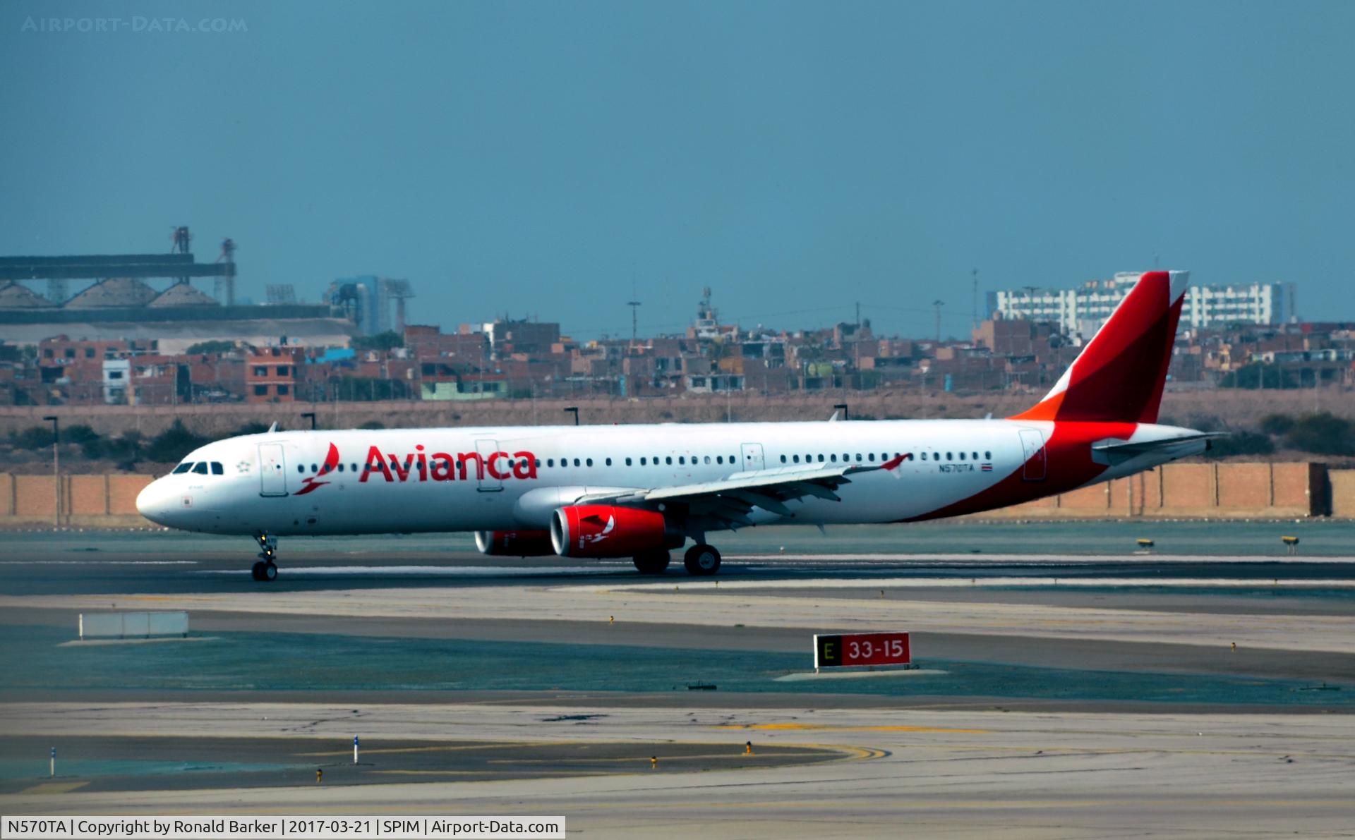 N570TA, Airbus A321-231 C/N 3869, Taxi to park Lima