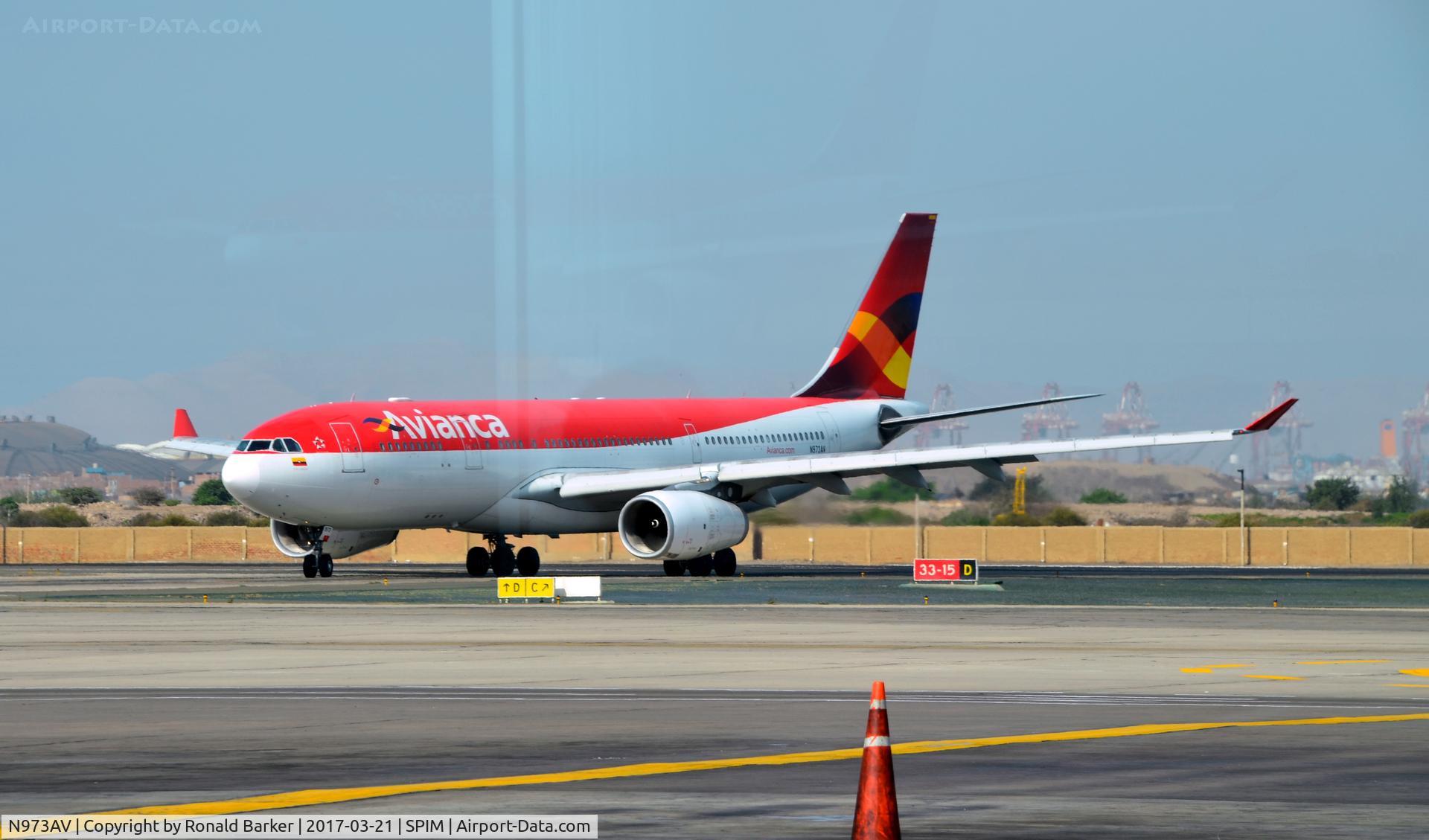 N973AV, 2009 Airbus A330-243 C/N 1073, Taxi to gate Lima