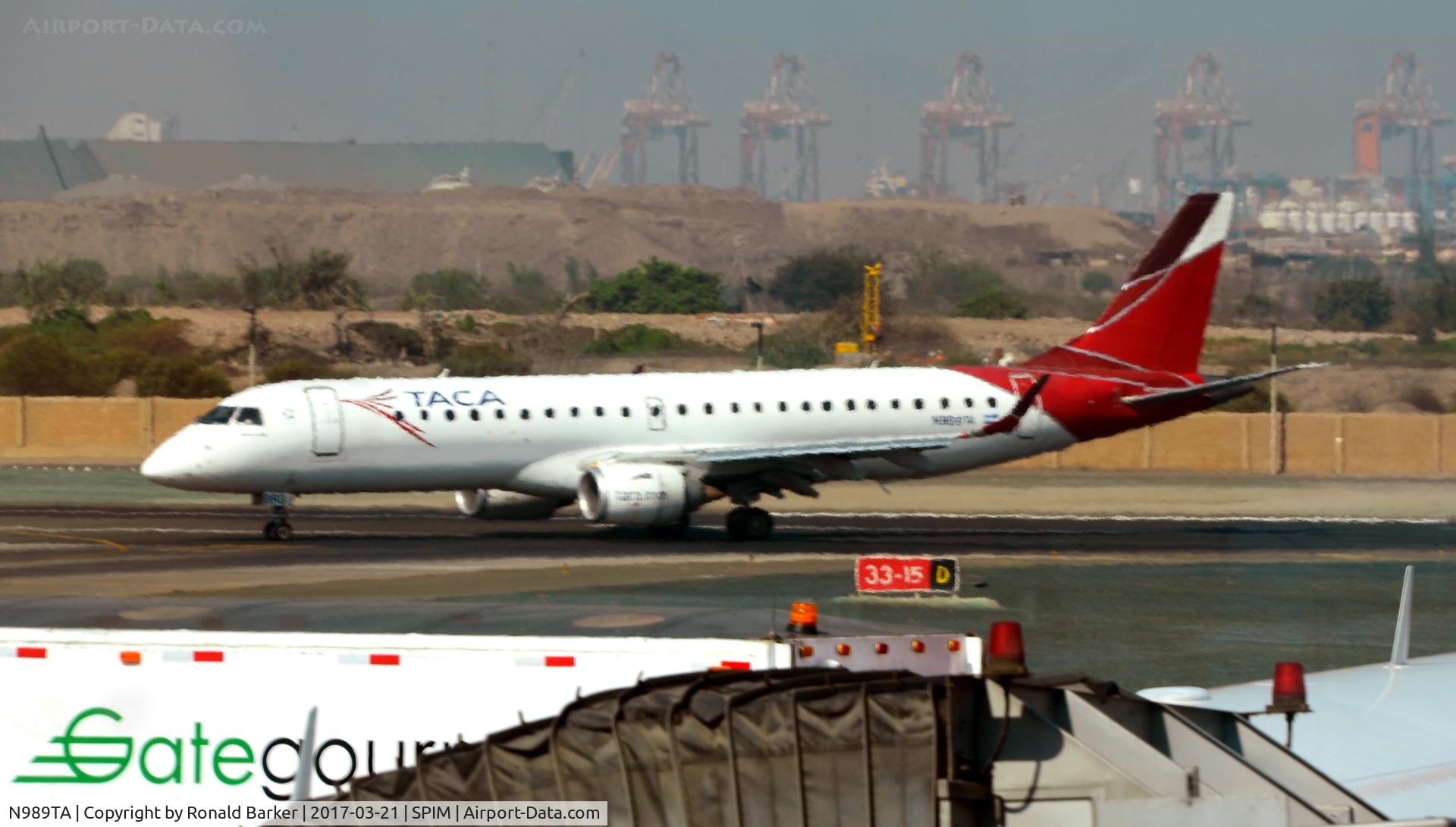 N989TA, 2011 Embraer 190AR (ERJ-190-100IGW) C/N 19000482, Taxi Lima