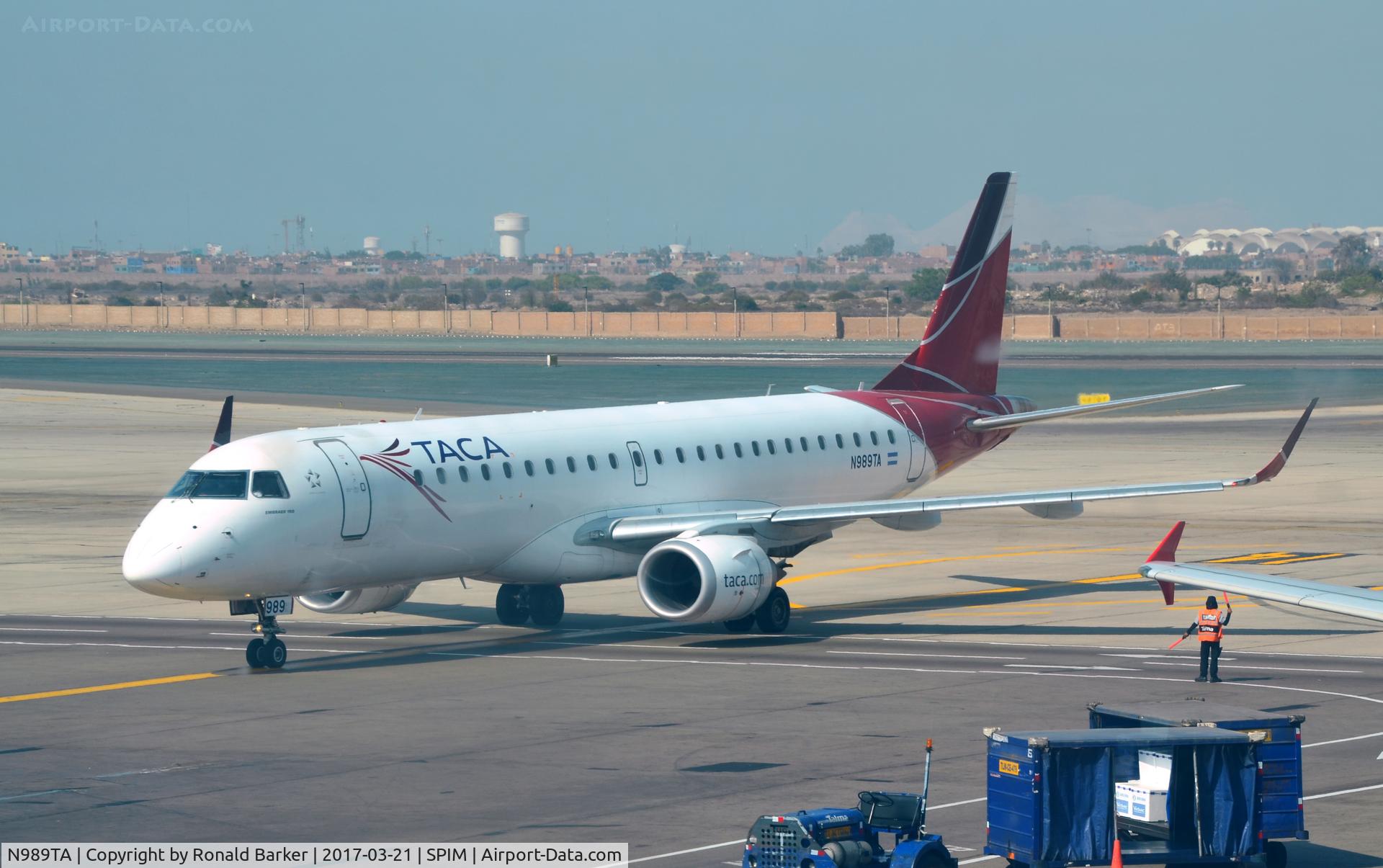 N989TA, 2011 Embraer 190AR (ERJ-190-100IGW) C/N 19000482, Taxi Lima
