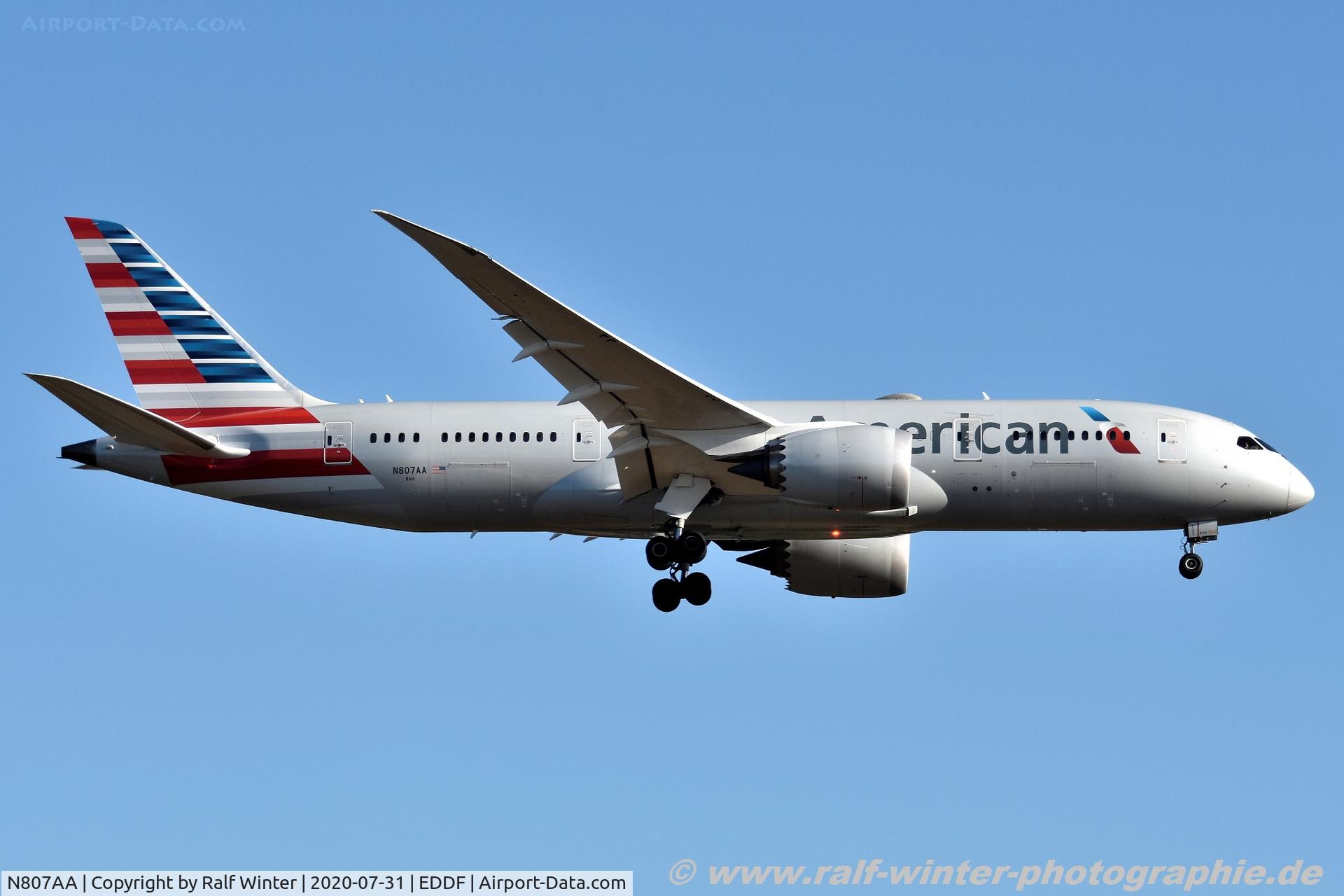 N807AA, 2015 Boeing 787-8 Dreamliner C/N 40625, Boeing 787-8 Dreamliner - AA AAL American Airlines - 40625 - N807AA - 31.07.2020 - FRA