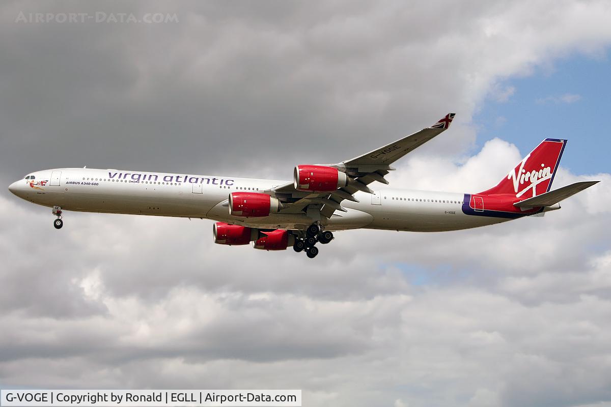 G-VOGE, 2002 Airbus A340-642 C/N 416, at lhr