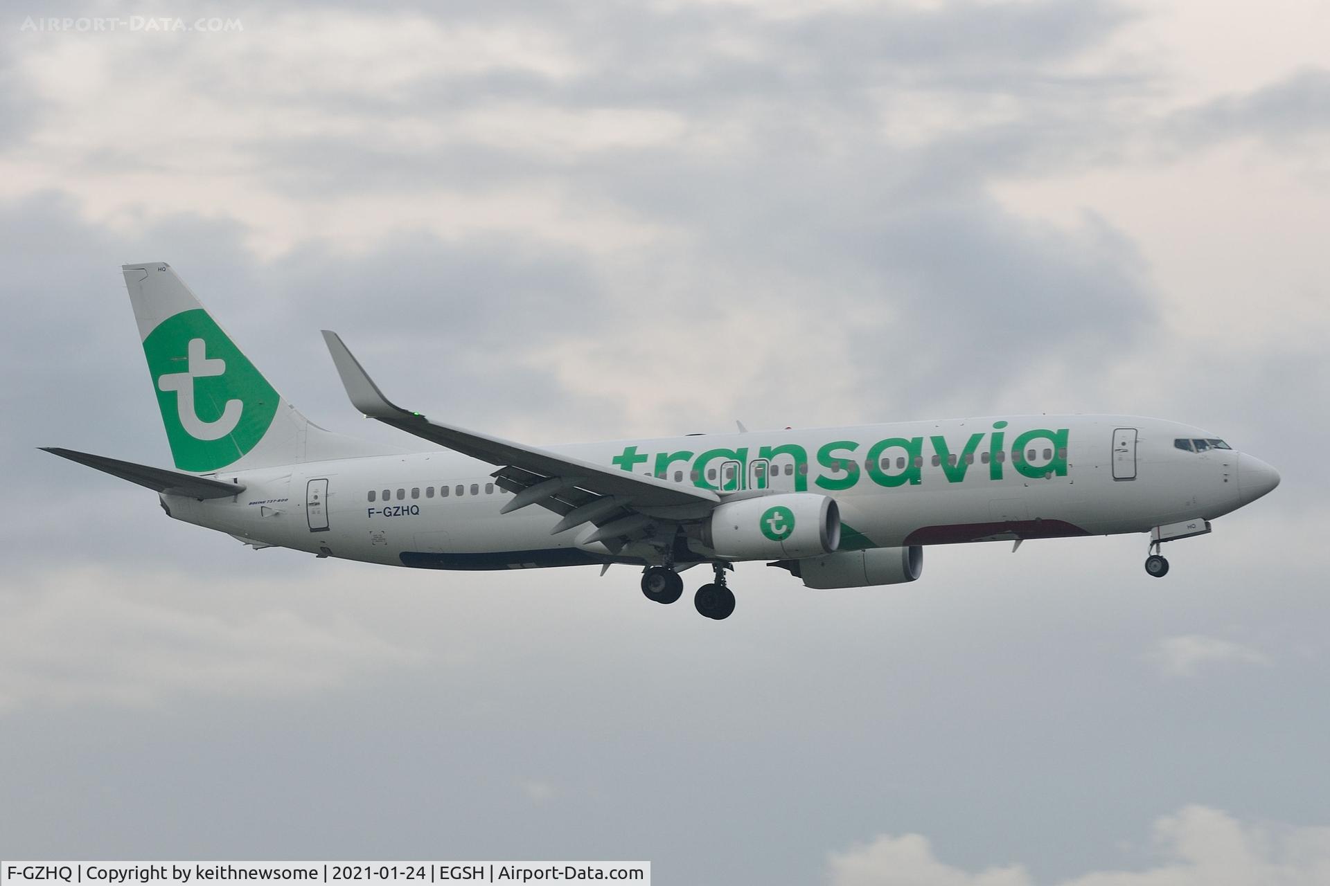 F-GZHQ, 2015 Boeing 737-8K2 C/N 44567, Arriving at Norwich from Nantes, France.