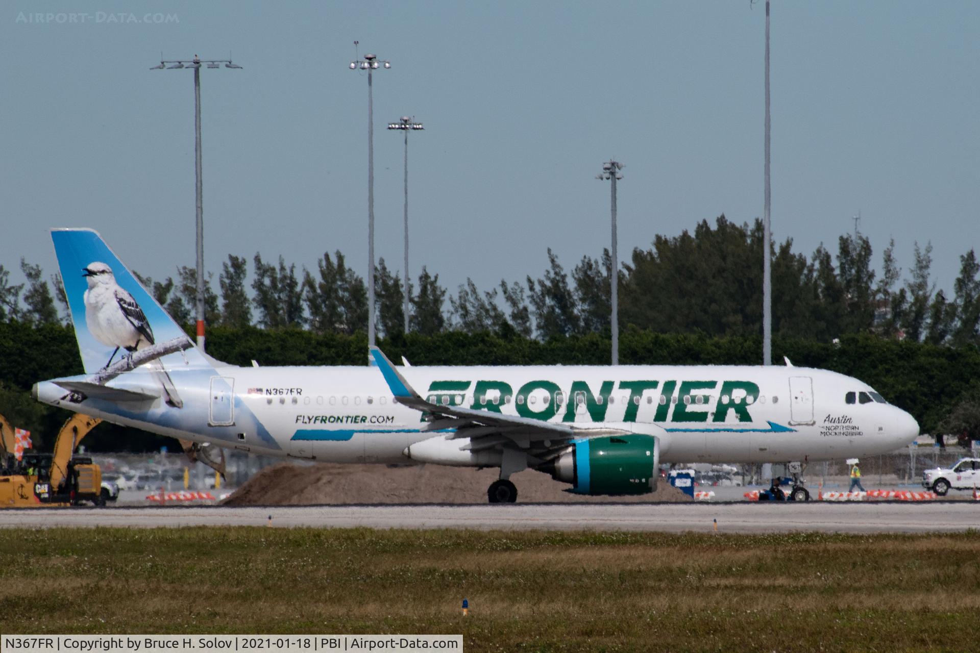 N367FR, 2020 Airbus A320-251N C/N 9484, taxiing at PBI