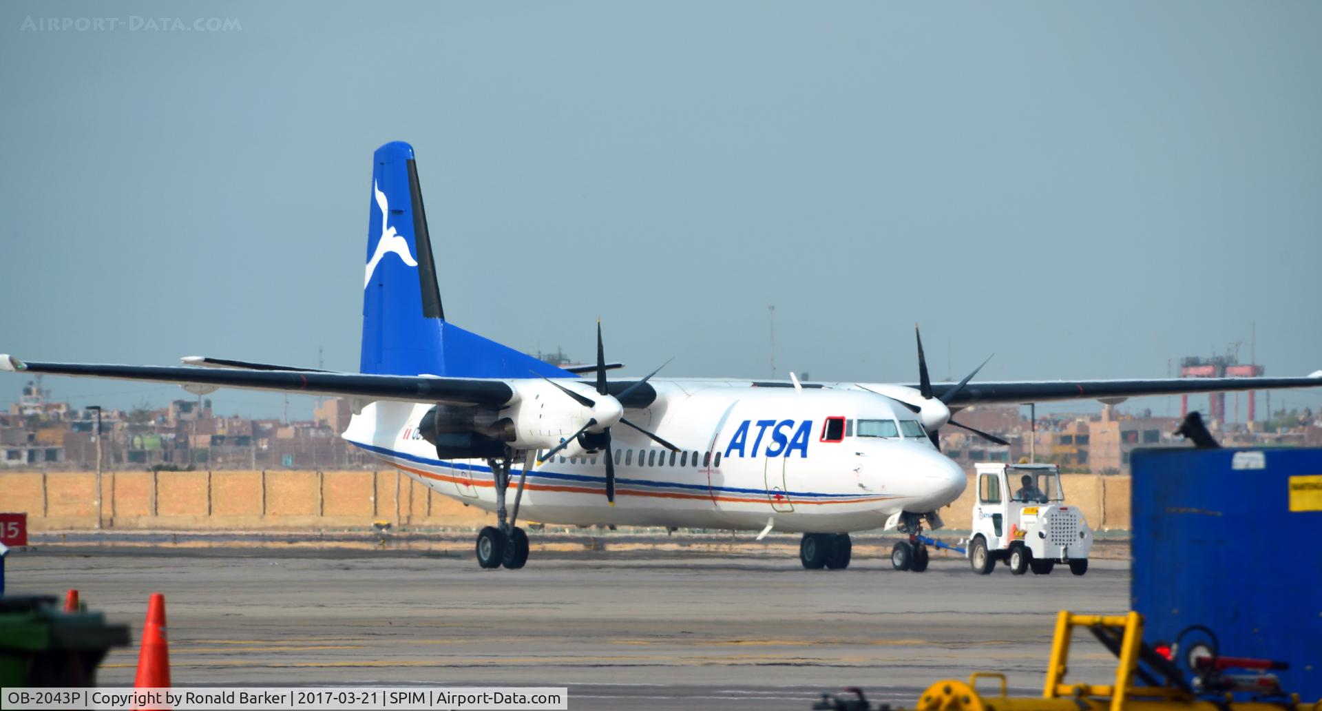 OB-2043P, 1988 Fokker F-27-50 C/N 20115, Towed Lima
