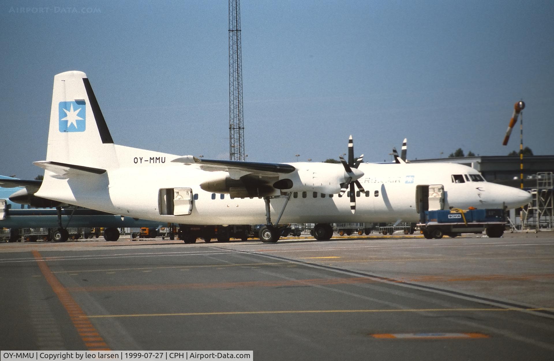 OY-MMU, 1989 Fokker 50 C/N 20153, Copenhagen 27.7.1999