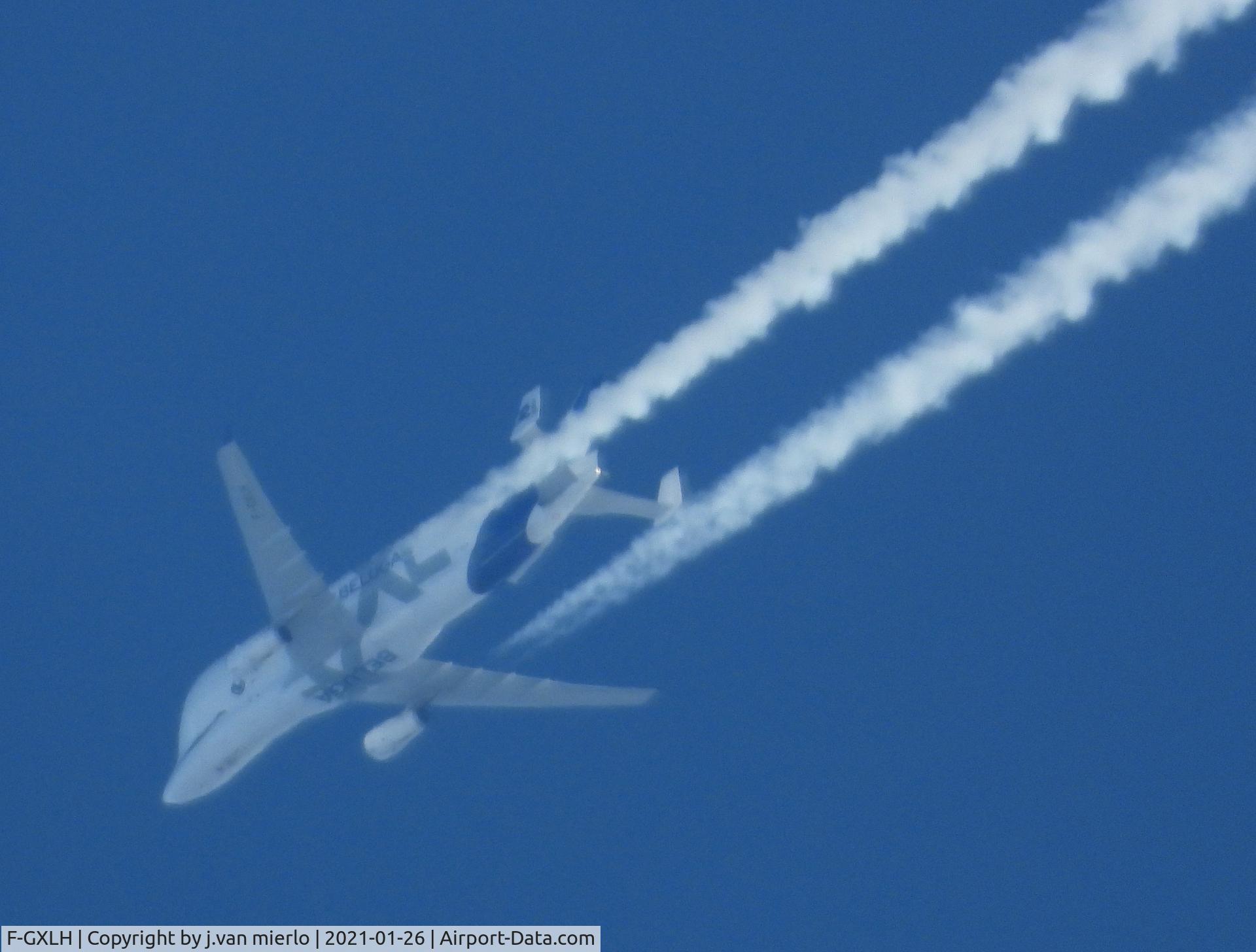 F-GXLH, 2019 Airbus A330-743L Beluga XL C/N 1853, cruising over Belgium