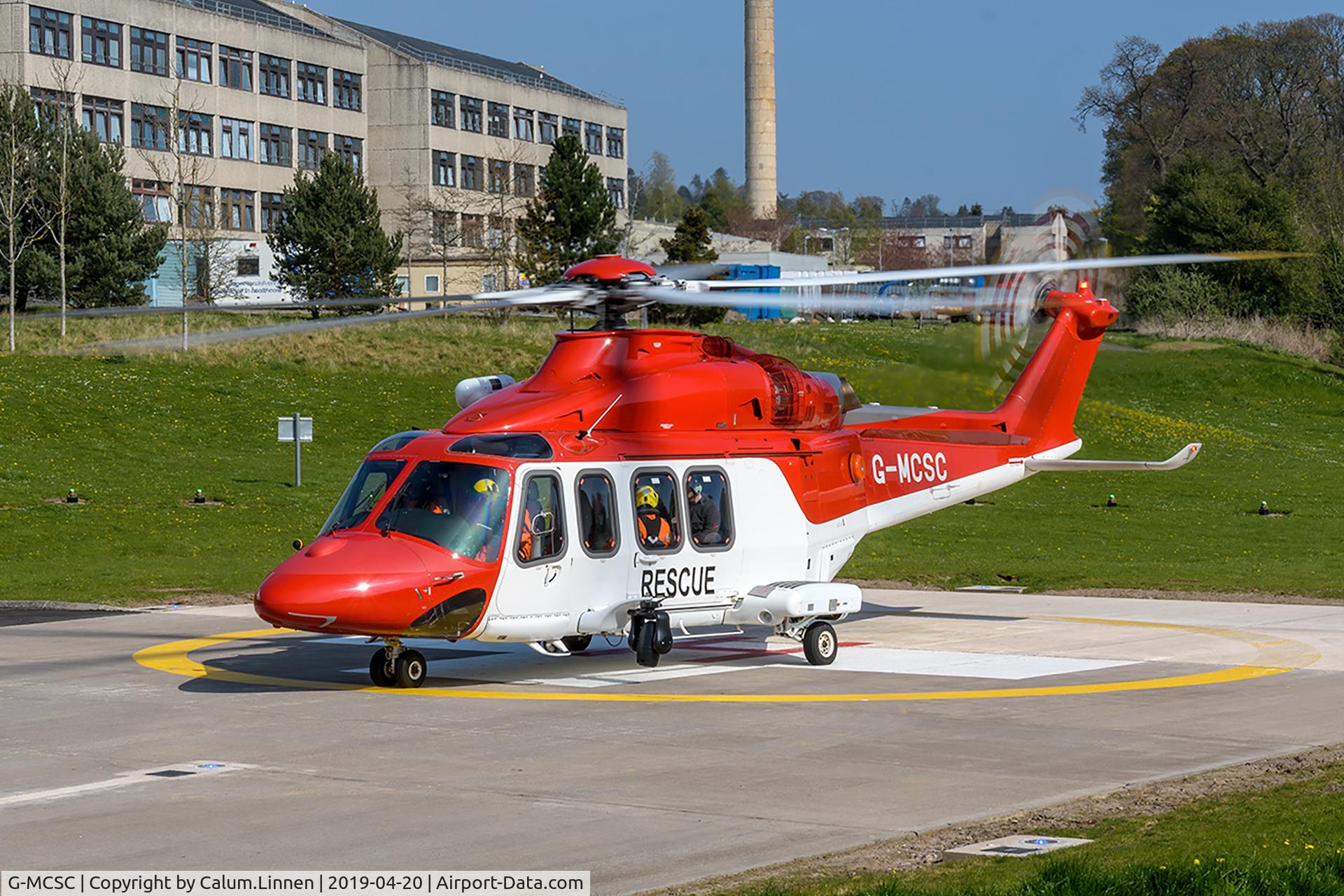 G-MCSC, 2014 AgustaWestland AW-139 C/N 41379, Rescue Bond 1 at Ninewells Hospital, Dundee.