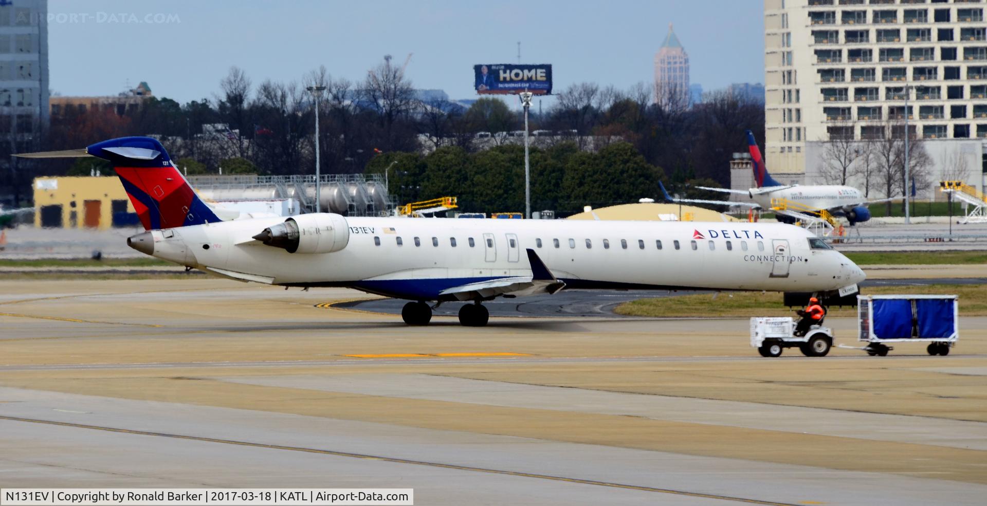 N131EV, 2008 Bombardier CRJ-900ER (CL-600-2D24) C/N 15217, Taxi for takeoff Atlanta