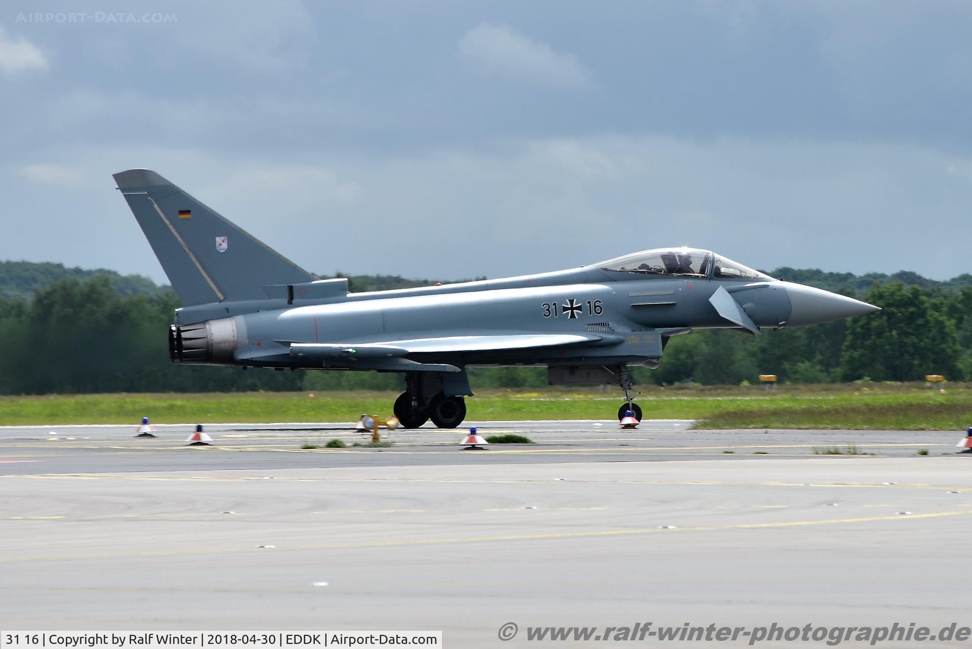31 16, Eurofighter EF-2000 Typhoon S C/N AS009, Eurofighter EF-2000 Typoon - GAF German Air Force - AS009 - 31+16 - 30.04.2018 - CGN