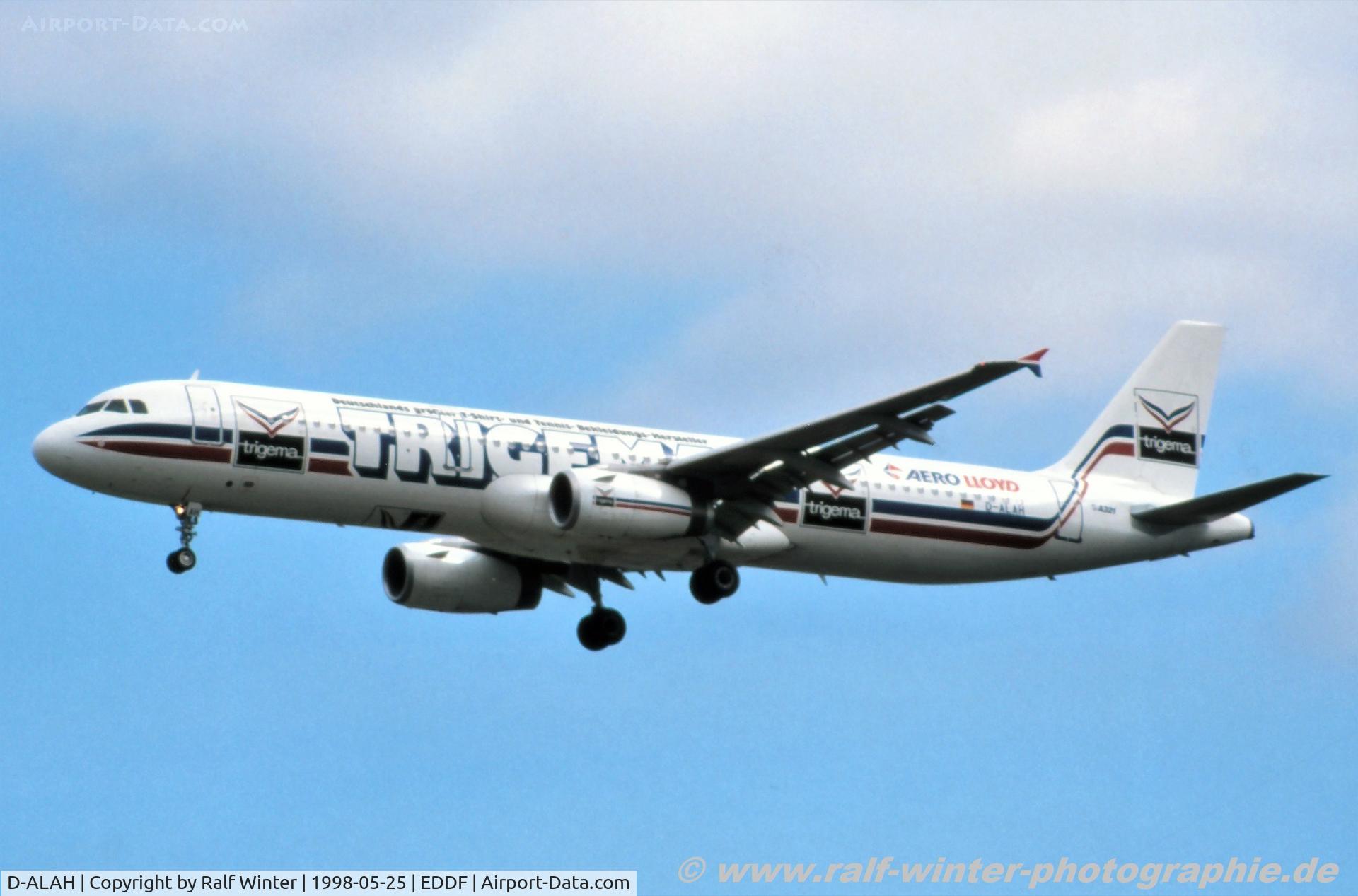 D-ALAH, 1998 Airbus A321-231 C/N 792, Airbus A321-231 - YP AEF Aero Lloyd 'Trigema' - 792 - D-ALAH - 25.05.1998