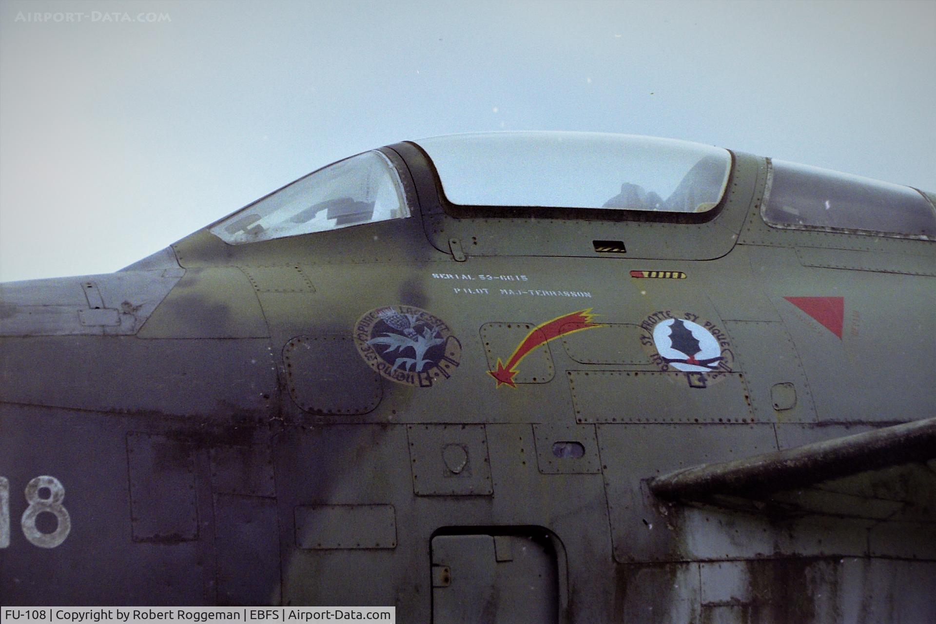 FU-108, 1953 Republic F-84F Thunderstreak C/N Not found (53-6610), 1998-07.PRESERVED.ON PYLON.