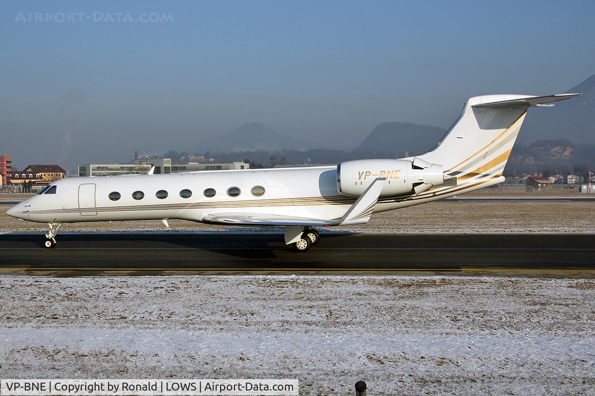 VP-BNE, 2005 Gulfstream Aerospace GV-SP (G550) C/N 5051, at salzburg