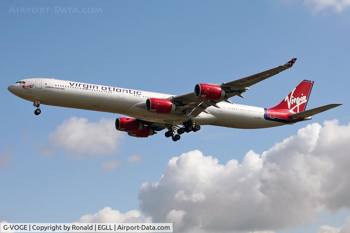 G-VOGE, 2002 Airbus A340-642 C/N 416, at lhr