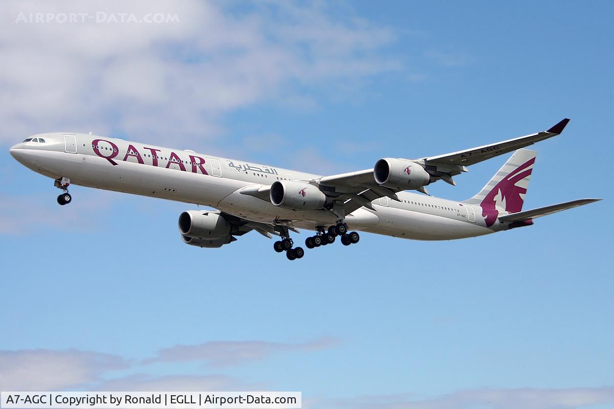 A7-AGC, 2006 Airbus A340-642 C/N 766, at lhr