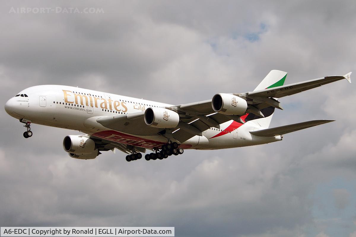 A6-EDC, 2008 Airbus A380-861 C/N 016, at lhr