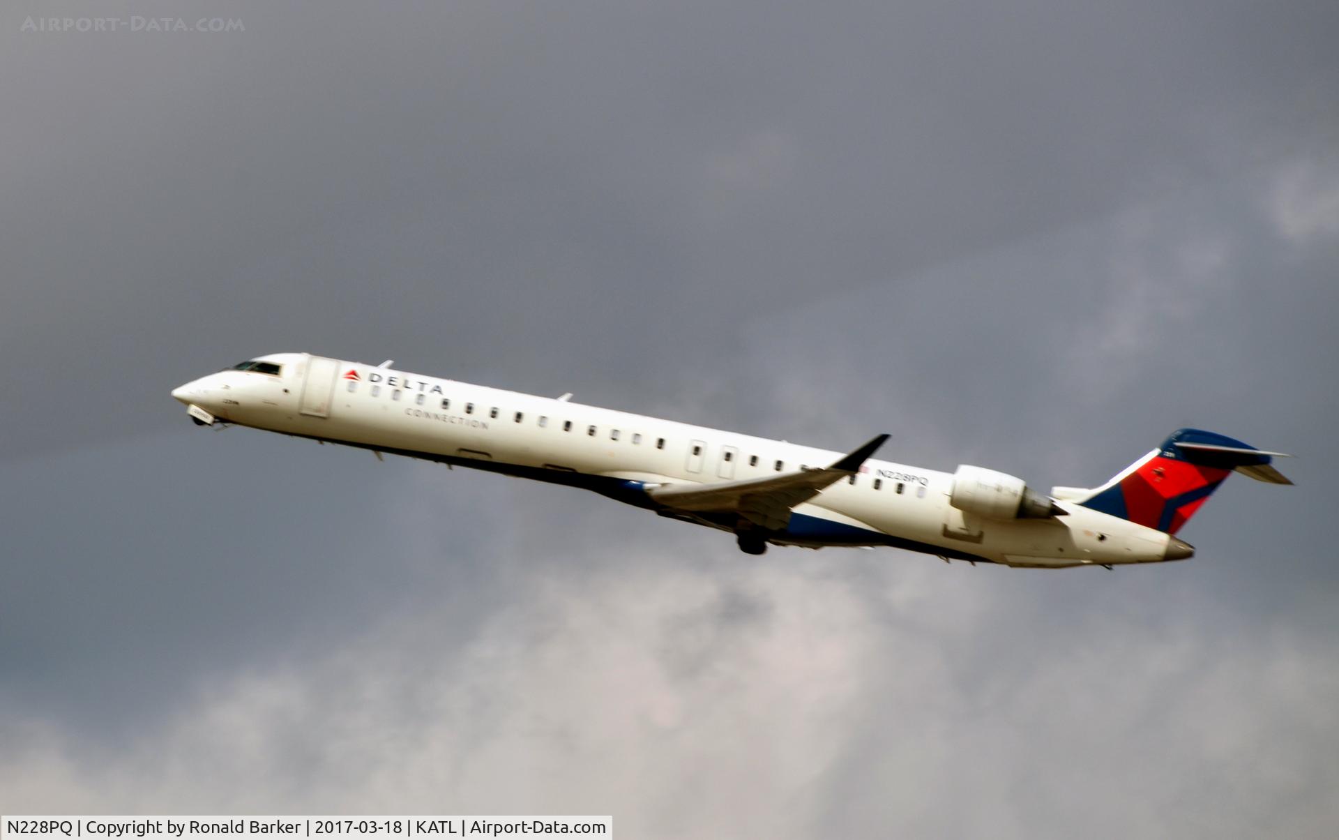 N228PQ, 2009 Bombardier CRJ-900ER (CL-600-2D24) C/N 15228, Takeoff Atlanta