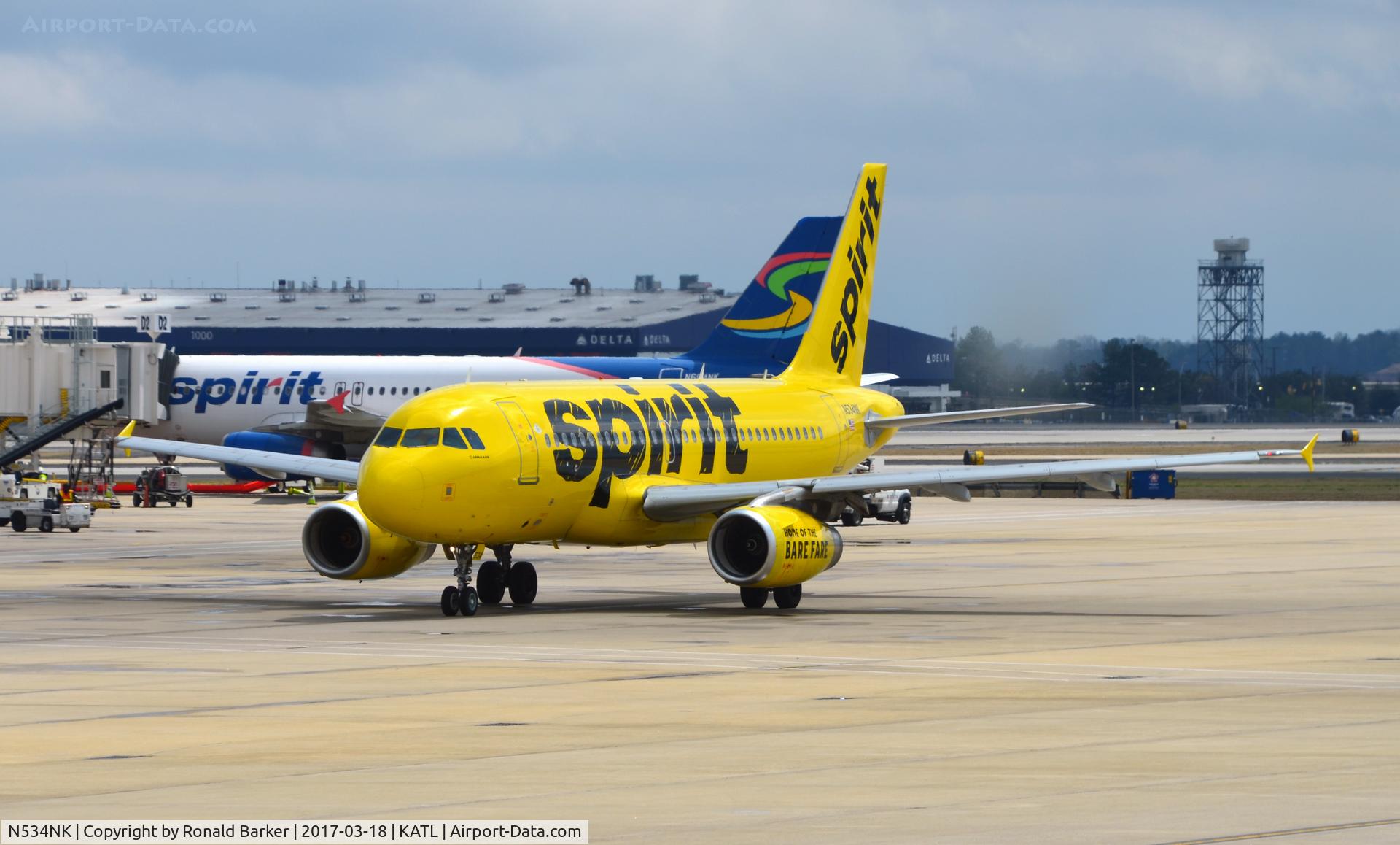 N534NK, 2008 Airbus A319-132 C/N 3395, Taxi Atlanta