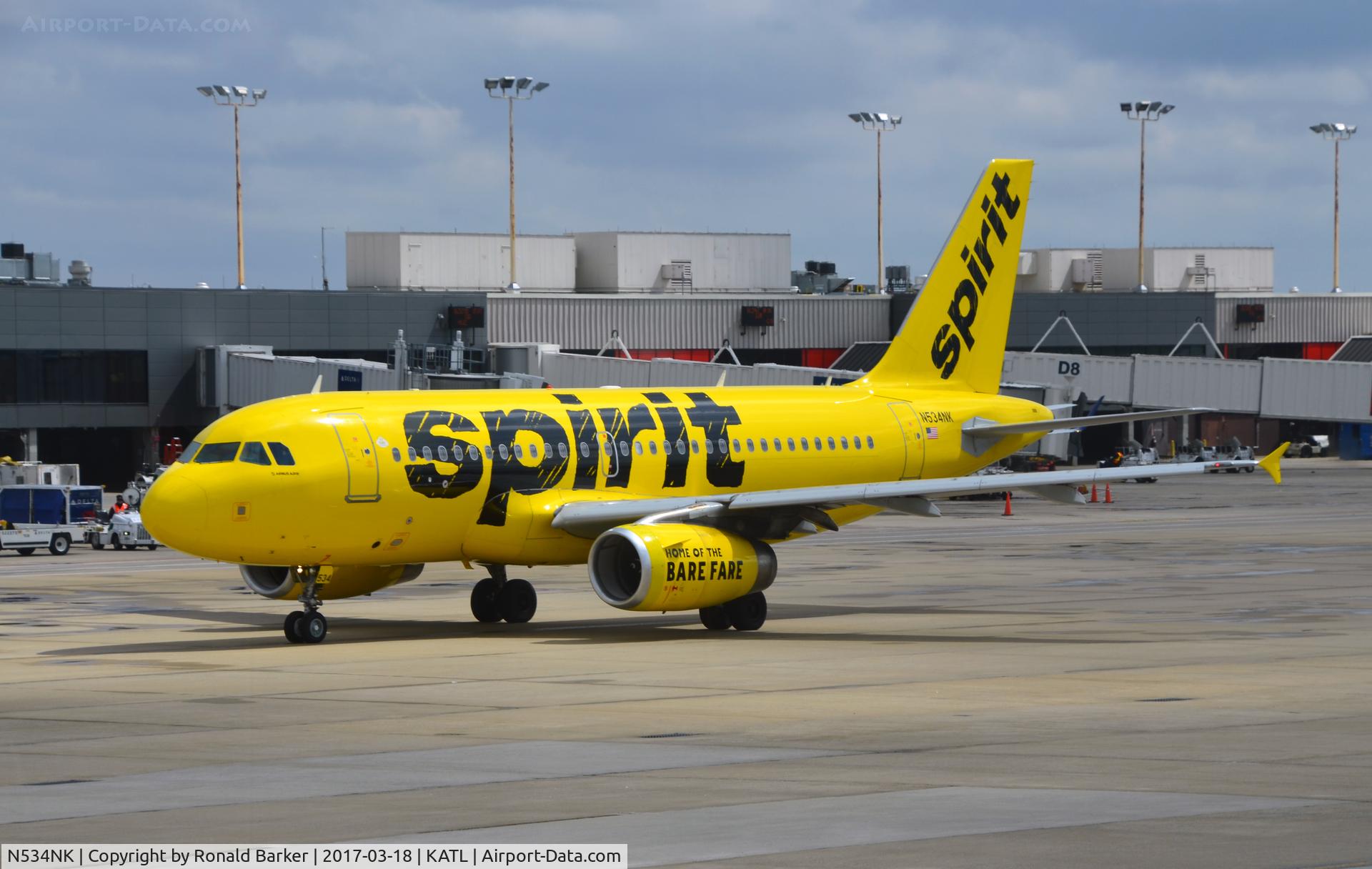 N534NK, 2008 Airbus A319-132 C/N 3395, Taxi Atlanta