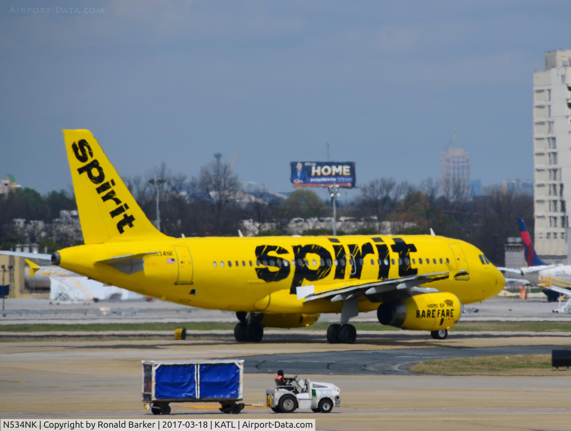 N534NK, 2008 Airbus A319-132 C/N 3395, Taxi to takeoff Atlanta