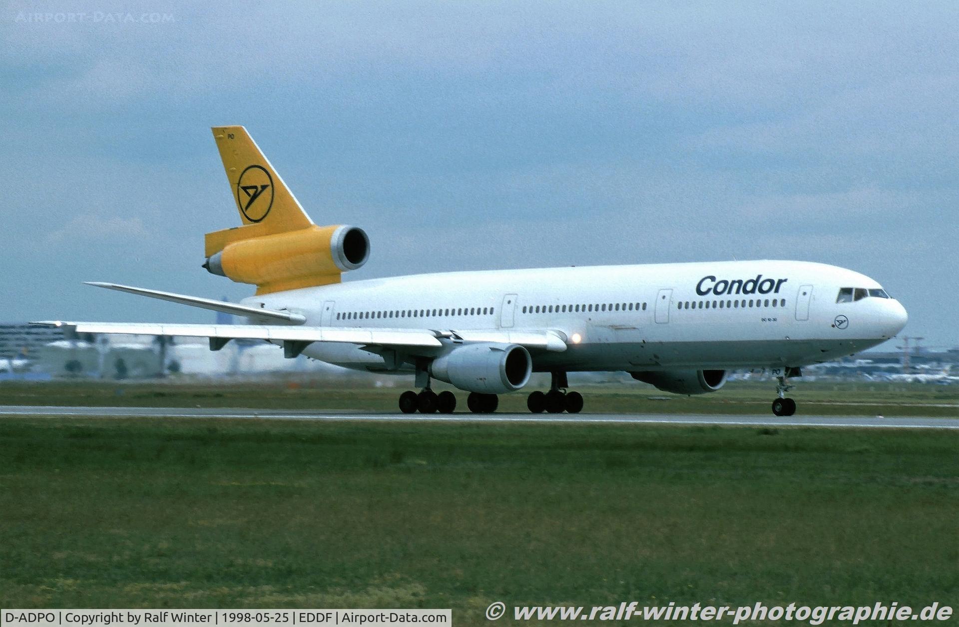 D-ADPO, 1979 McDonnell Douglas DC-10-30 C/N 46595, McDonnell Douglas DC-10-30 - DE CFG Condor - 46595 - D-ADPO - 25.05.1998 - FRA