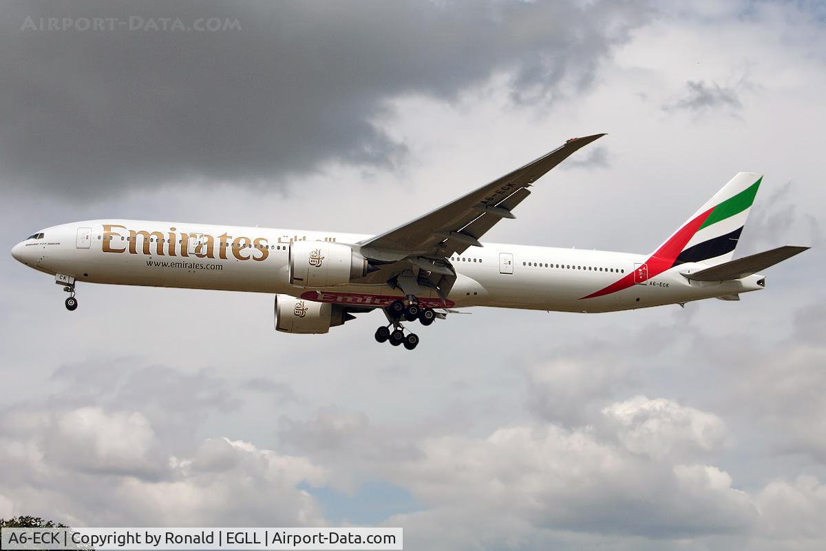 A6-ECK, 2008 Boeing 777-31H/ER C/N 35584, at lhr