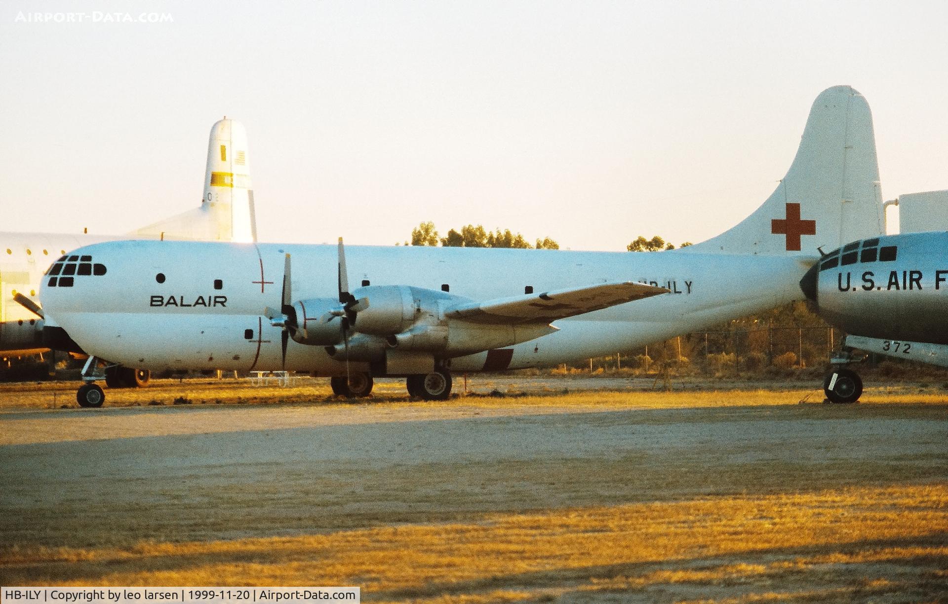 HB-ILY, 1969 Boeing C-97G Stratofreighter C/N 16657, Pima Air Museum 20.11.1999.Red Cross Airborne Relief in the Biafran Air lift 1967-1970.Return 19.3.70 MASDC as CH439