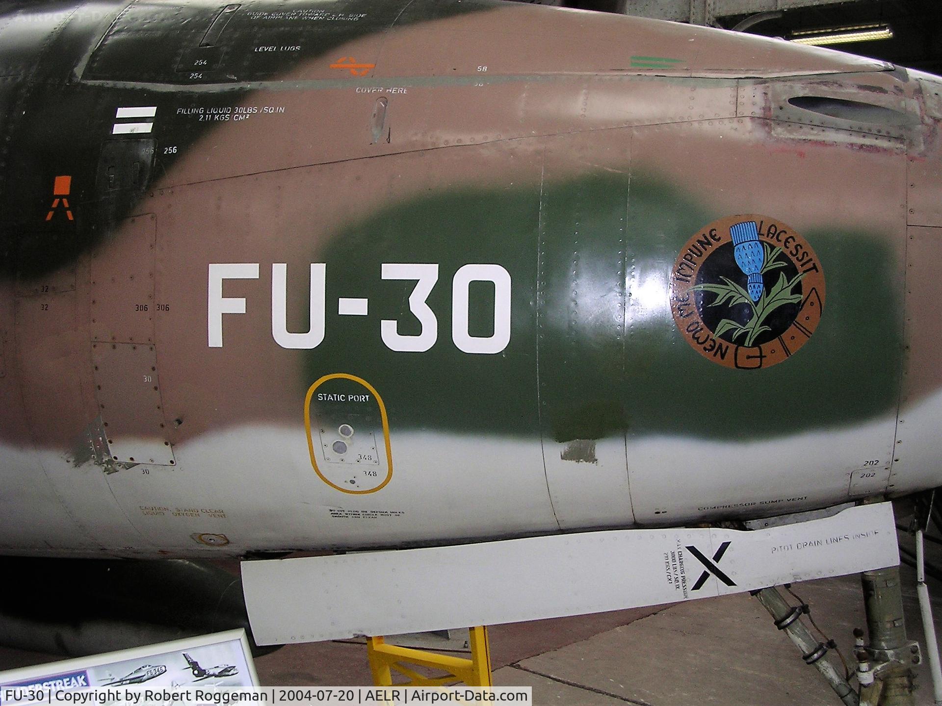 FU-30, 1953 Republic F-84F Thunderstreak C/N Not found (53-6806/FU-30/FU-15, PRESERVED. Brussels Air Museum. DISTEL.