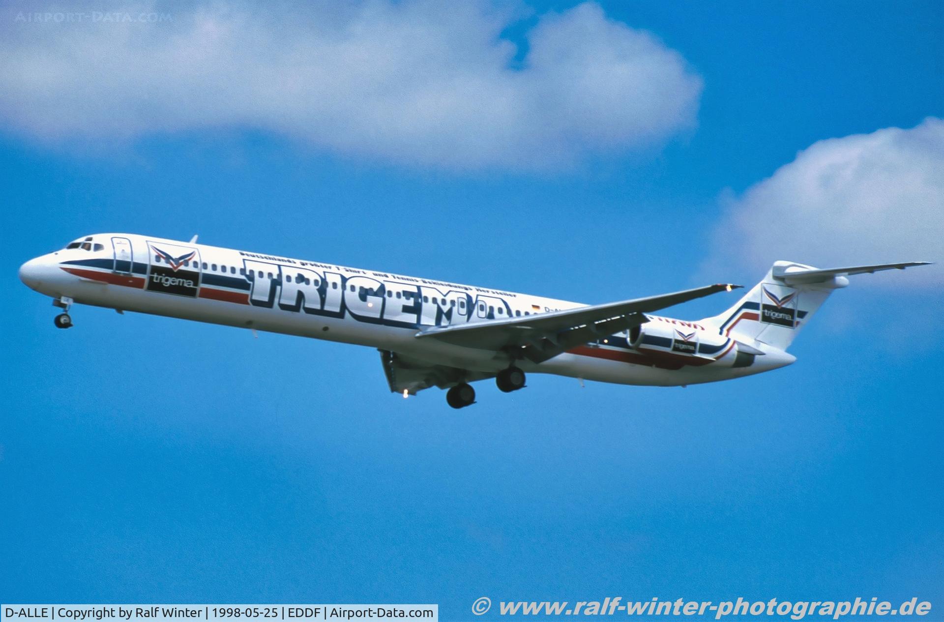 D-ALLE, 1987 McDonnell Douglas MD-83 (DC-9-83) C/N 49449, McDonnell Douglas MD-83 - YP AEF Aero Lloyd 'Trigema' - 49449 - D-ALLE - 25.05.1998 - FRA