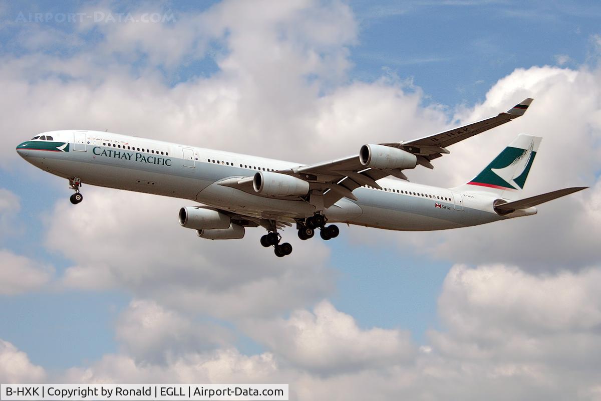 B-HXK, Airbus A340-313 C/N 228, at lhr