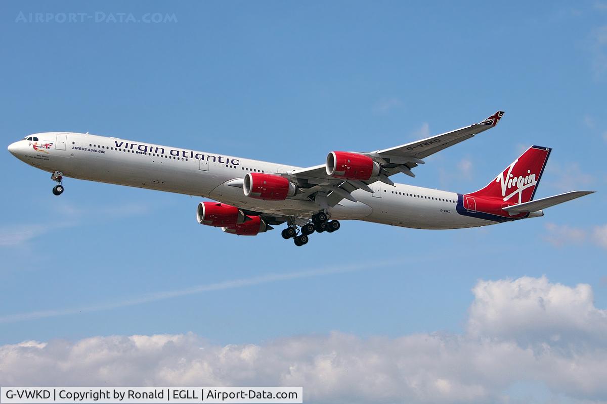 G-VWKD, 2005 Airbus A340-642 C/N 706, at lhr