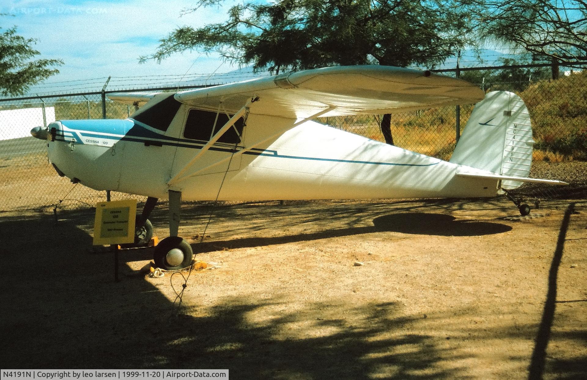 N4191N, 1947 Cessna 120 C/N 13662, Pima Air Museum 20.11.1999