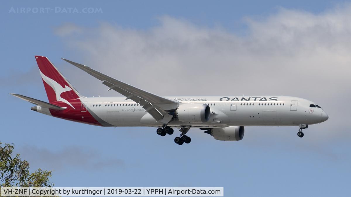 VH-ZNF, 2018 Boeing 787-9 Dreamliner C/N 36239, Boeing 787-9 cn 36239 ln 5635. Qantas VH-ZNF Boomerang YPPH 22 March 2019