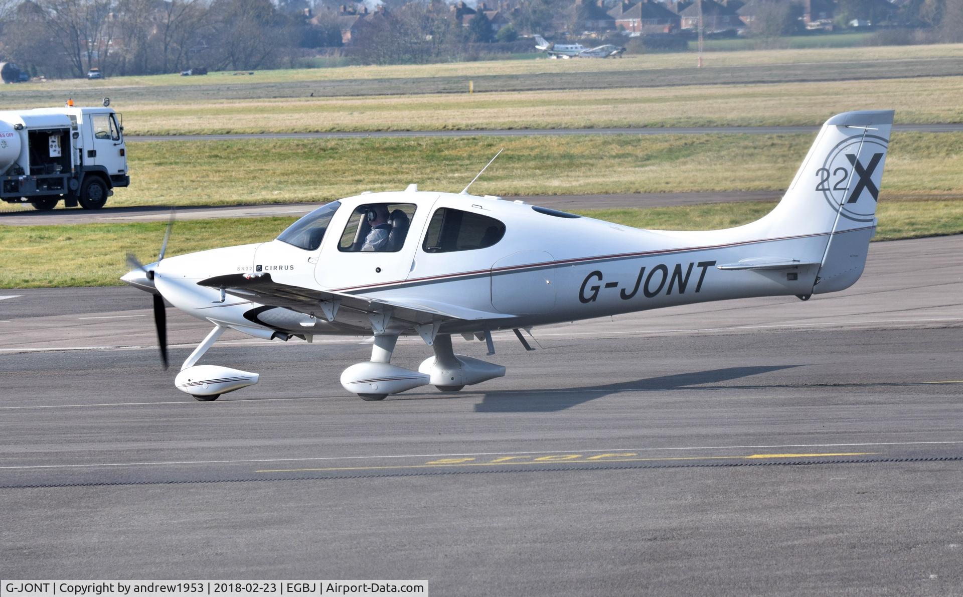 G-JONT, 2010 Cirrus SR22 G3-X C/N 3599, G-JONT at Gloucestershire Airport.