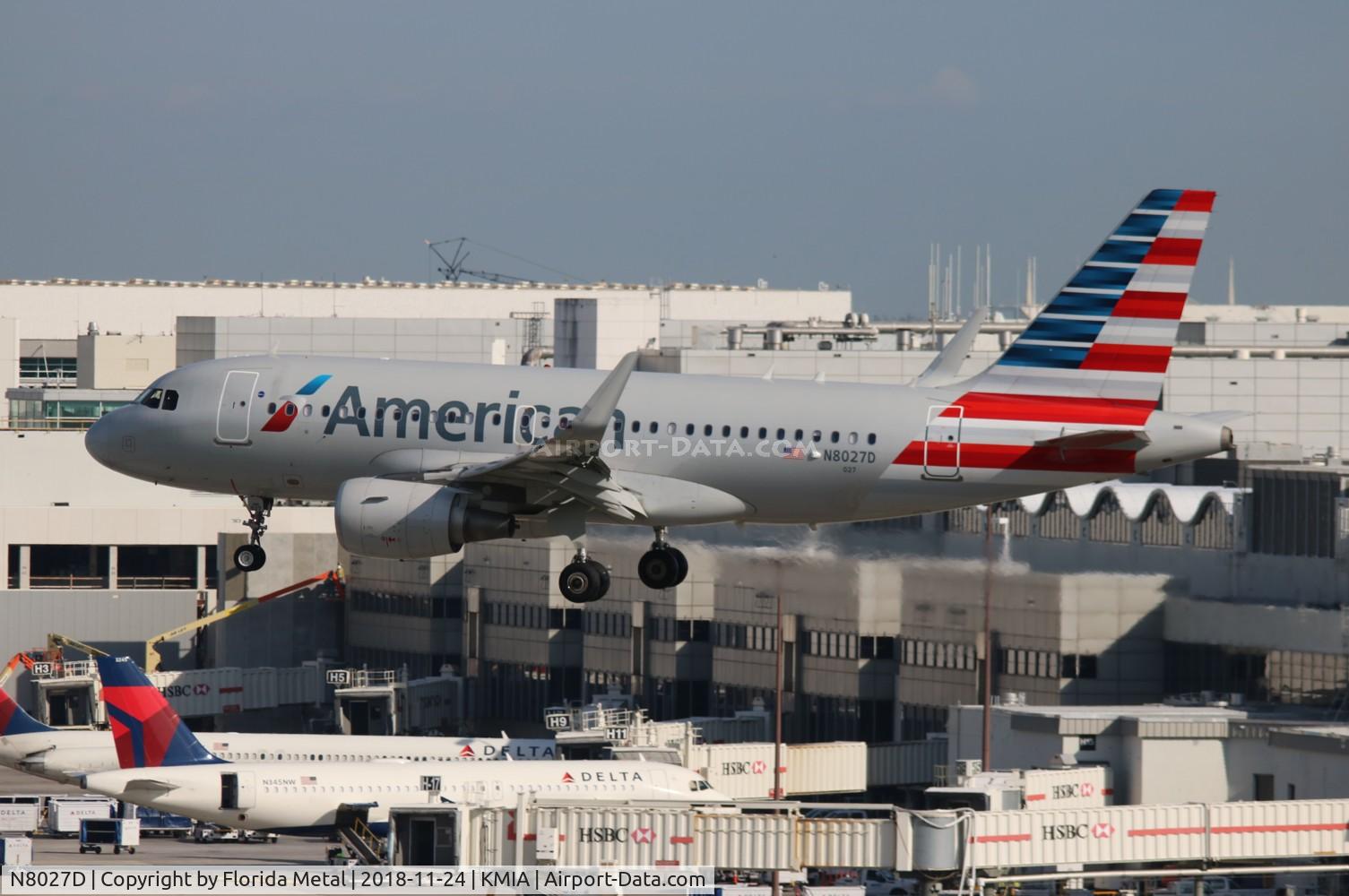 N8027D, 2015 Airbus A319-115 C/N 6437, MIA spotting 2018