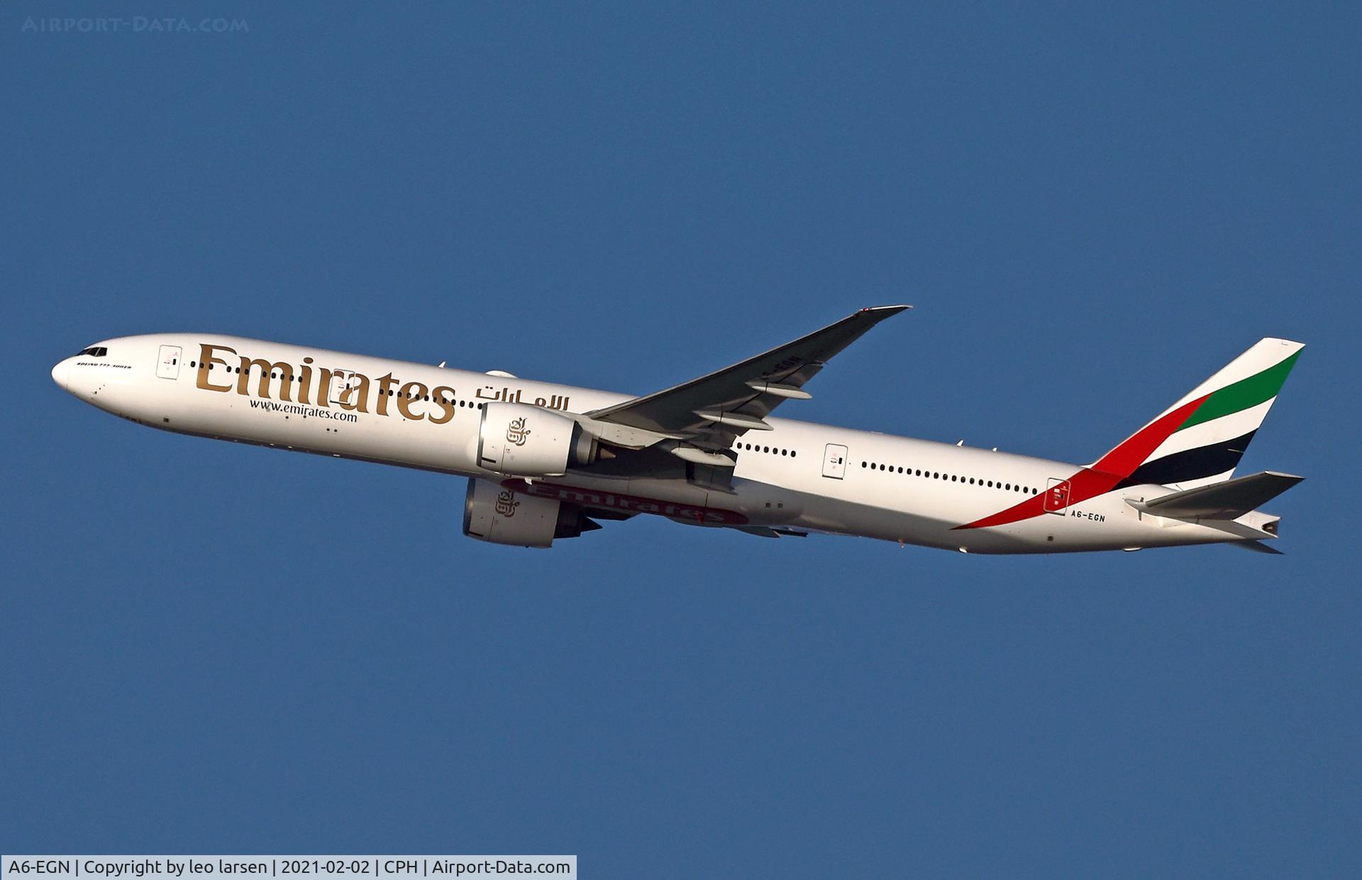 A6-EGN, 2012 Boeing 777-31H/ER C/N 41074, Copenhagen 2.2.2021