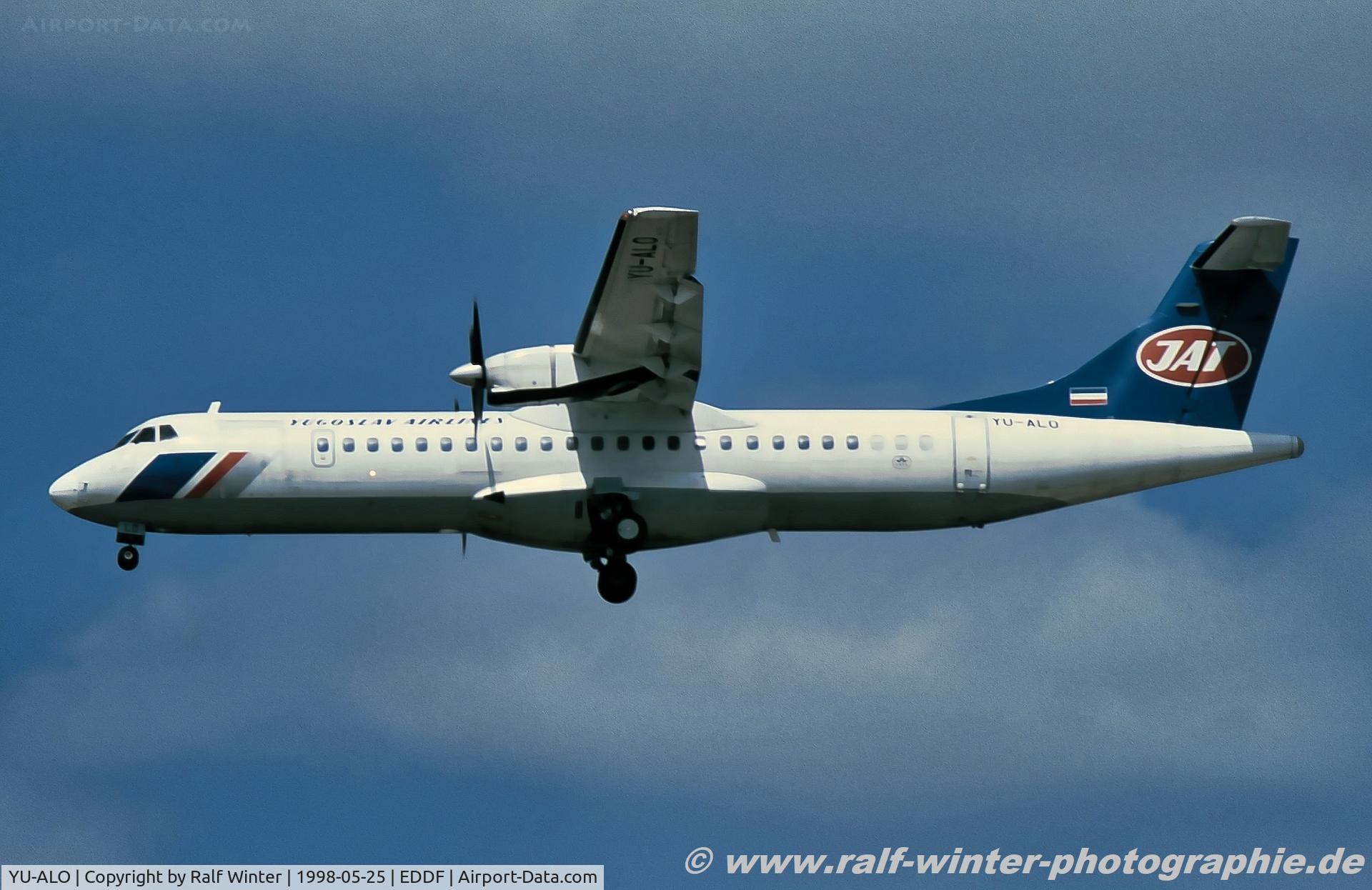 YU-ALO, 1990 ATR 72-202 C/N 186, ATR 72-202 - JU JAT JAT Airways - 186 - YU-ALO - 25.05.1998 - FRA