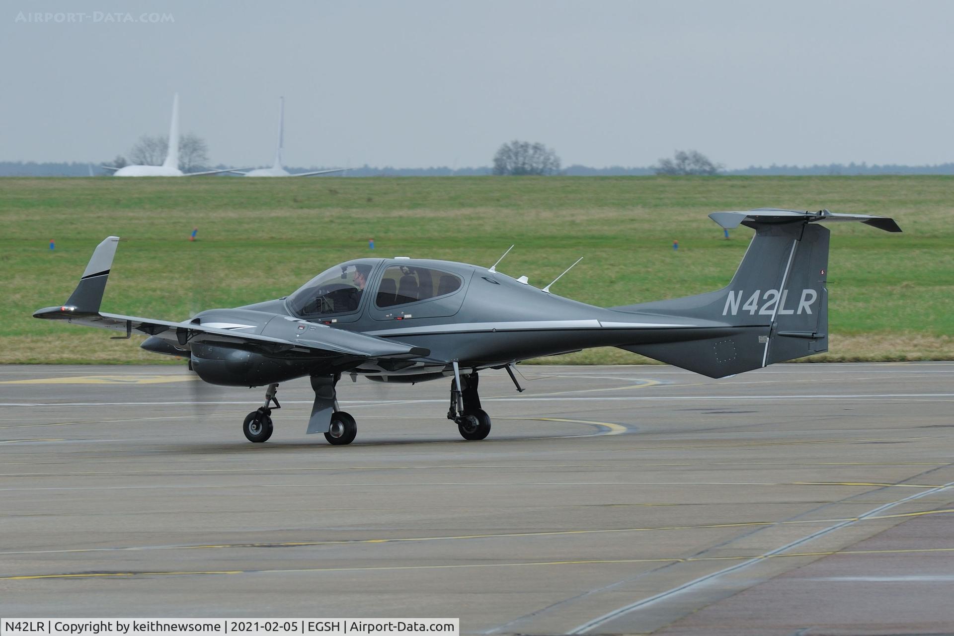 N42LR, 2020 Diamond DA-42-NG Twin Star Twin Star C/N 42.N407, Arriving at Norwich from Wycombe Air Park.