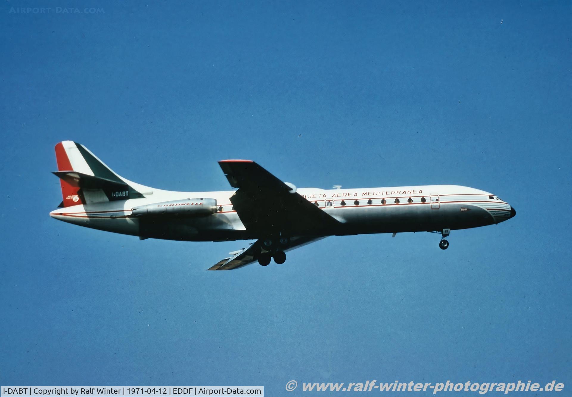 I-DABT, 1962 Sud Aviation SE-210 Caravelle VI-N C/N 085, Sud Aviation SE-210 Caravelle VI - Societa Aeria Mediterranea - 85 - I-DABT - 12.04.1971 - FRA