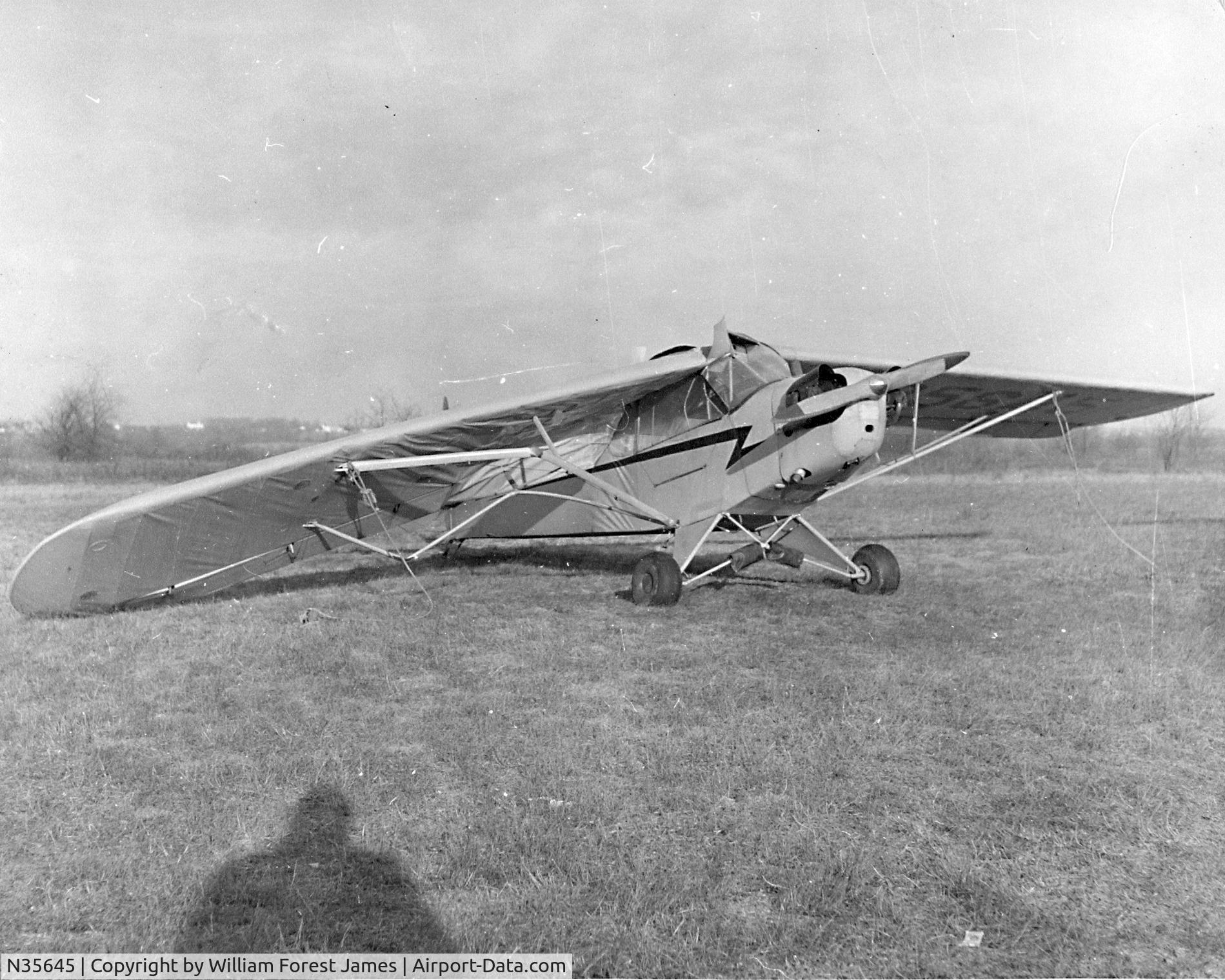 N35645, 1941 Piper J3C-65 Cub Cub C/N 6503, Damage around 1958.

Owner at time William Forrest James
Photo at Wooster Airport