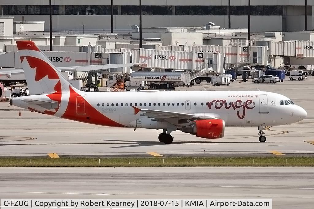 C-FZUG, 1997 Airbus A319-114 C/N 697, Taxiing in after arrival