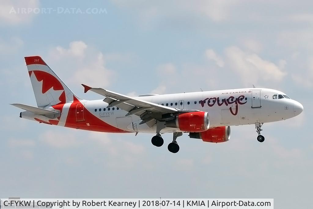 C-FYKW, 1997 Airbus A319-114 C/N 695, Short final r/w 12