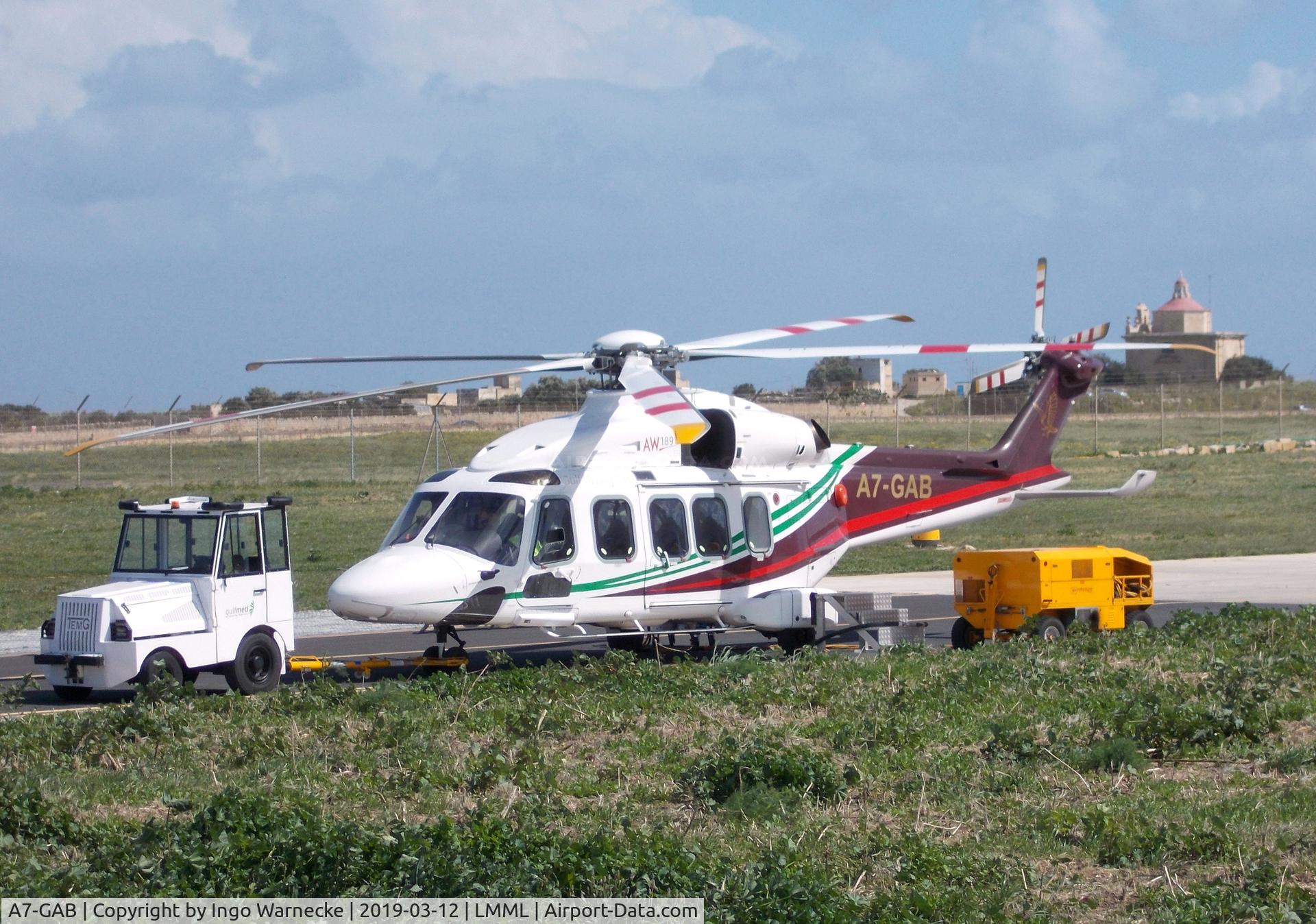 A7-GAB, 2014 AgustaWestland AW-189 C/N 49010, AgustaWestland AW189 of Gulf Helicopters, at Malta International Airport, Luqa